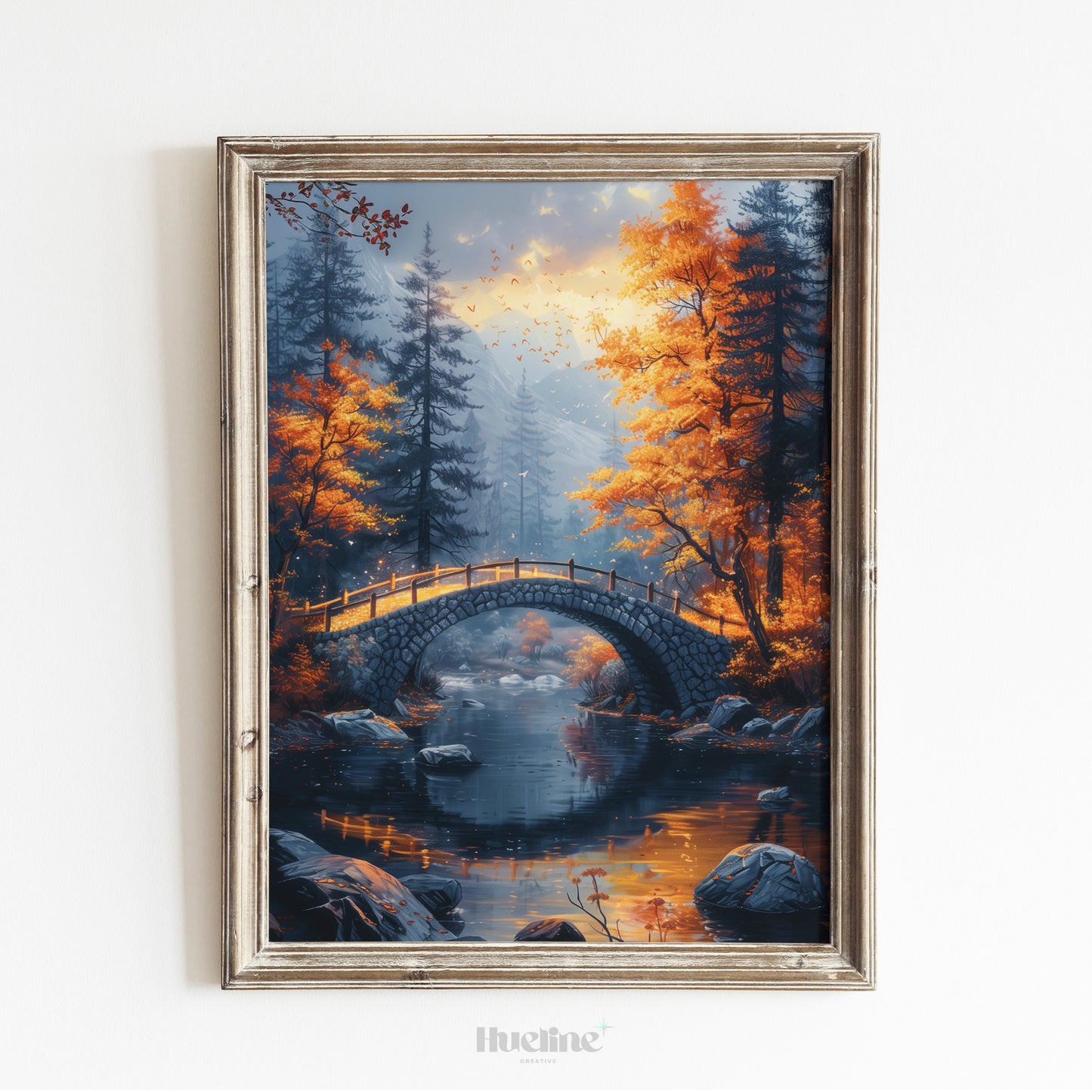 Stunning Nature Scene: River Crossing a Bridge, Home Decor Wall Art Gift - L1026