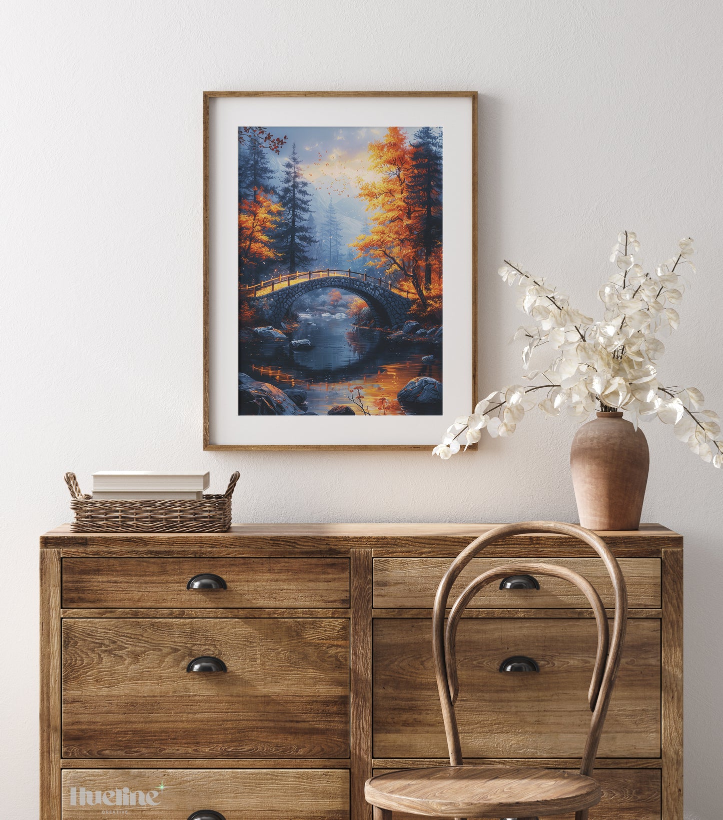 Stunning Nature Scene: River Crossing a Bridge, Home Decor Wall Art Gift - L1026