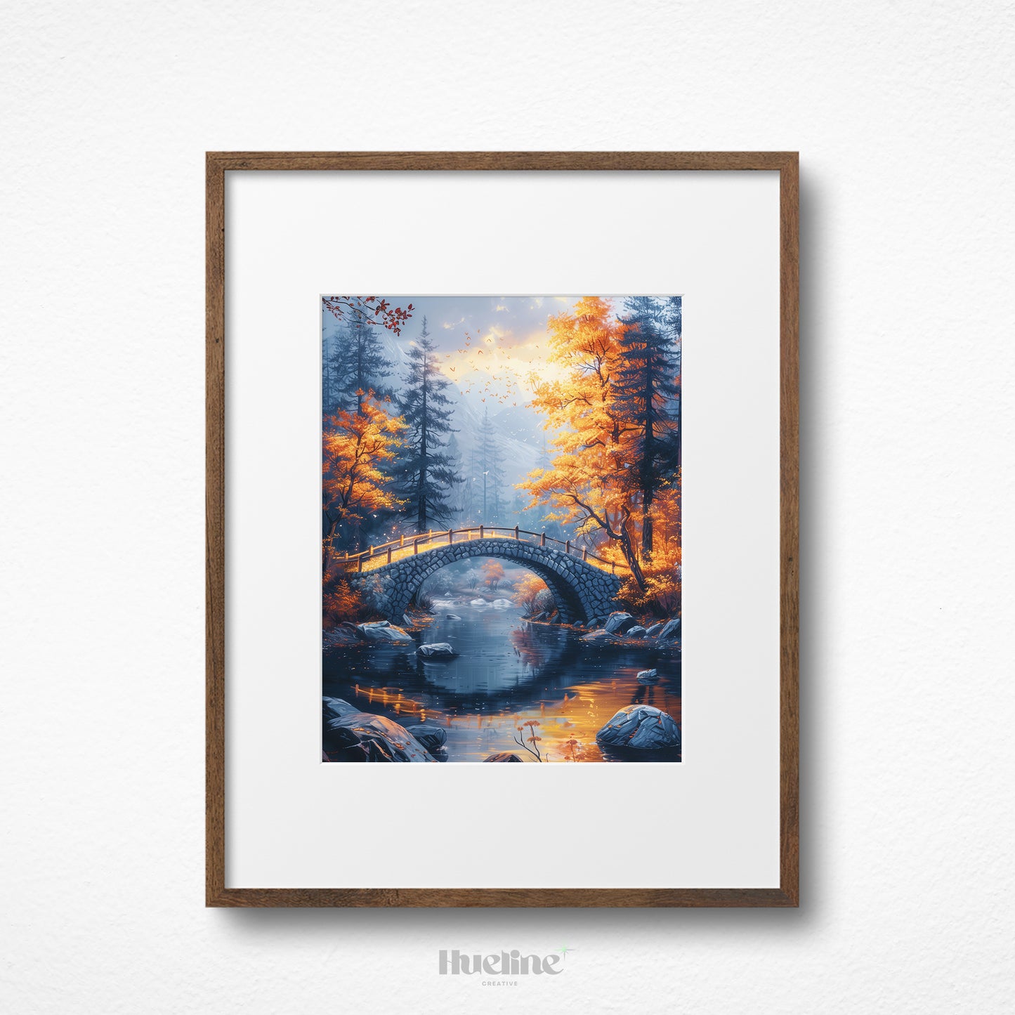 Stunning Nature Scene: River Crossing a Bridge, Home Decor Wall Art Gift - L1026