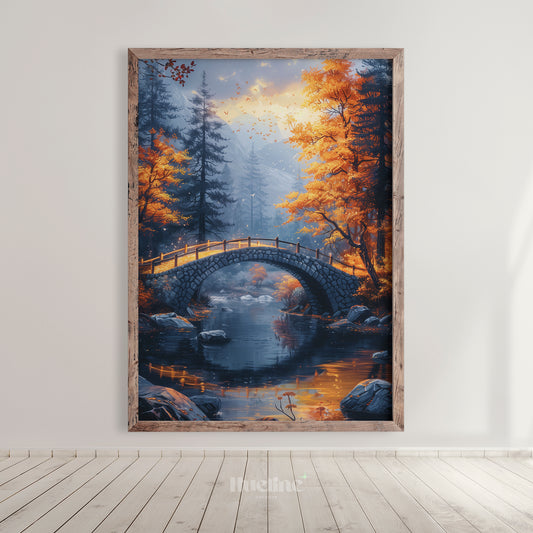 Stunning Nature Scene: River Crossing a Bridge, Home Decor Wall Art Gift - L1026