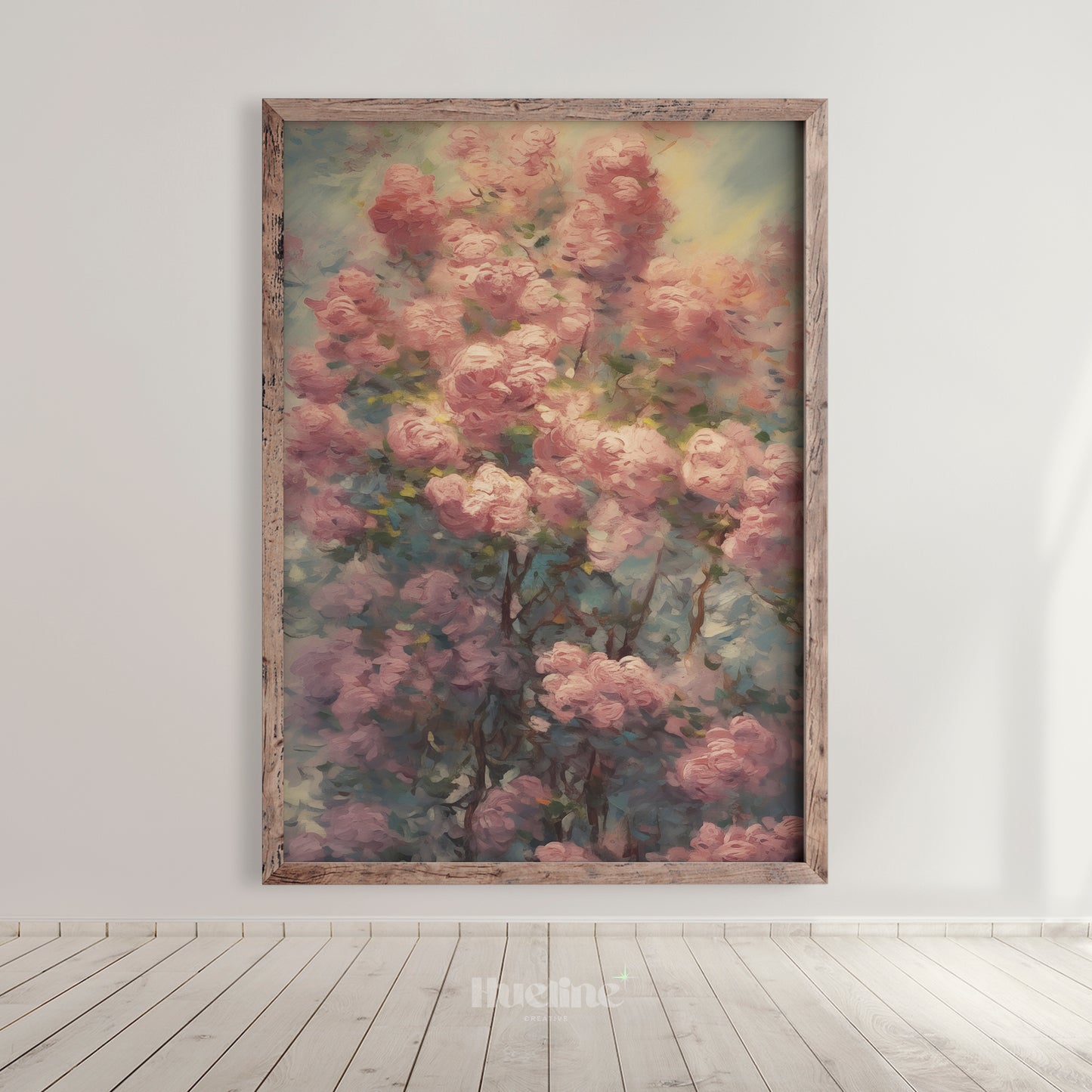Vintage Pink Flower Branch Oil Painting - Timeless Elegance for Your Space, Digital Art, Home Decor Fall Gift - L1010