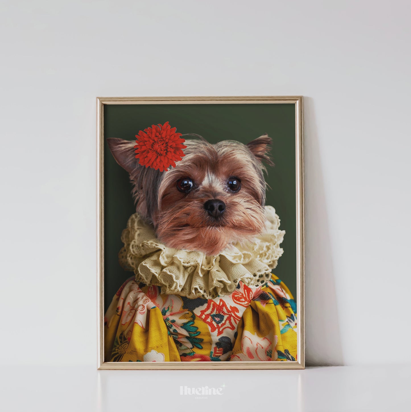 Custom Fashion Pet Portrait, Pet Couture Collection, Fashion Shoot Flower Pet Portrait, Pet Custom Funny Personalized Pet Gift Floral Dress