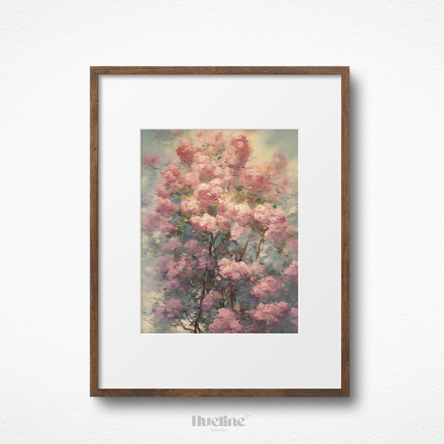 Vintage Pink Flower Branch Oil Painting - Timeless Elegance for Your Space, Digital Art, Home Decor Fall Gift - L1010