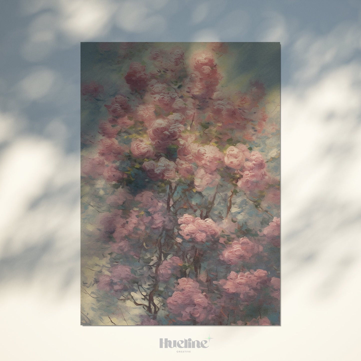 Vintage Pink Flower Branch Oil Painting - Timeless Elegance for Your Space, Digital Art, Home Decor Fall Gift - L1010