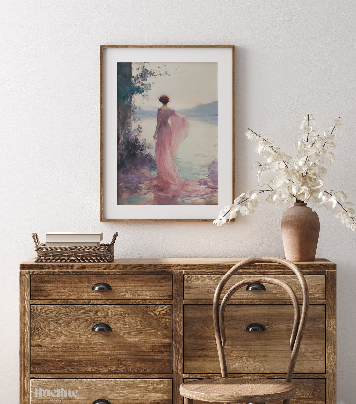 Majestic Seaside Gaze: Vintage Style Oil Painting of a Contemplative Woman, Home Decor Timeless Art - L1014