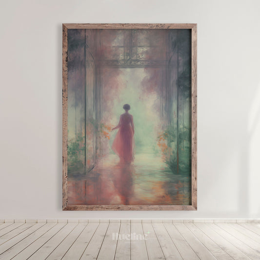 Ethereal Garden Entry: Vintage-style Neoclassical Oil Painting, Home Decor Timeless Art Digital Print - L1015