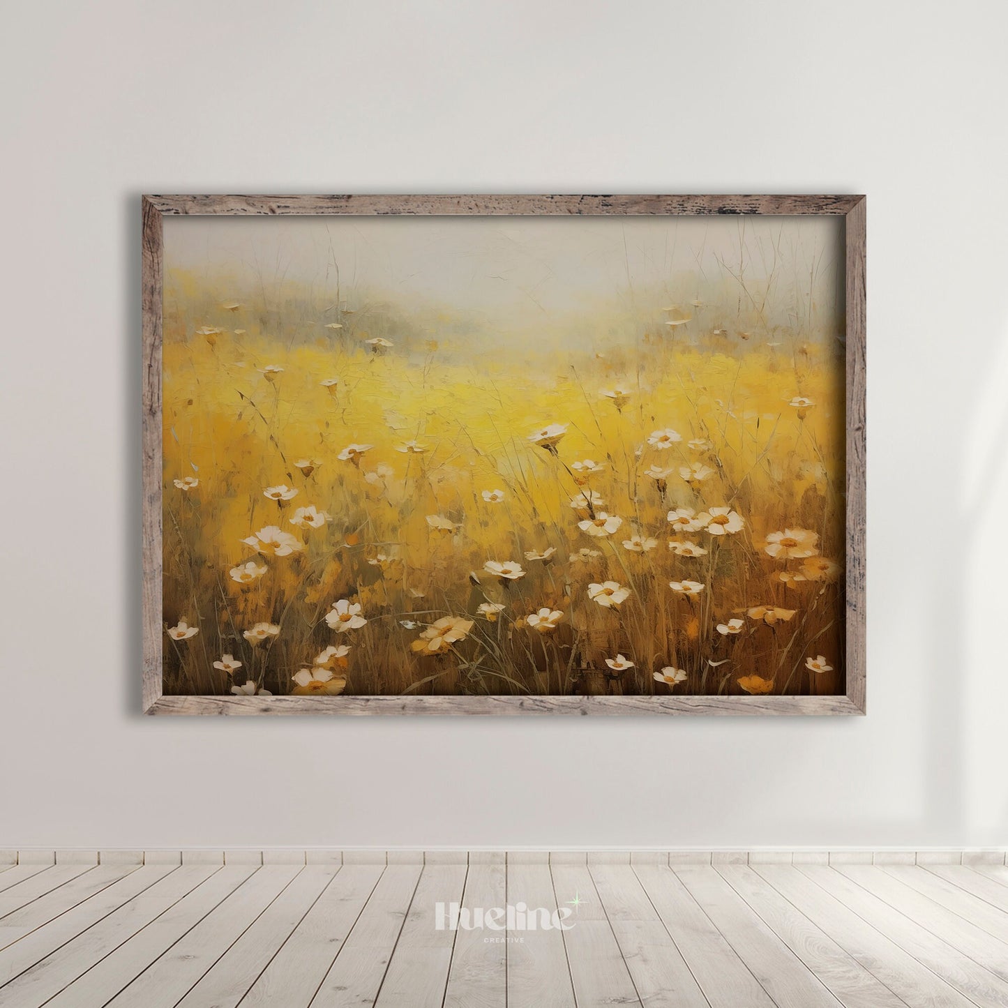 Vintage Yellow Meadow Flowers Oil Painting Digital Art, Home Decor, Fall Decor, Digital Print - L1021