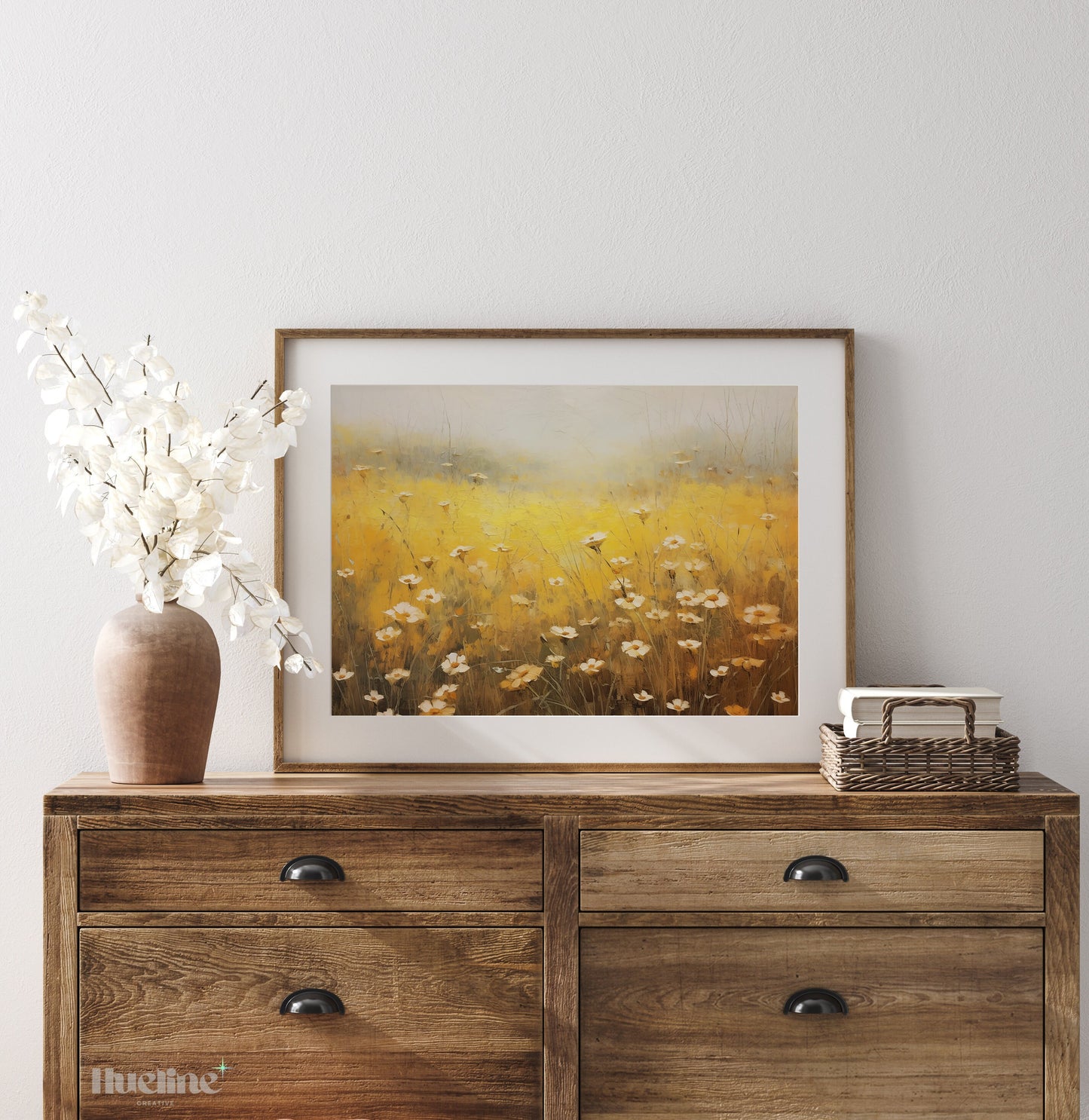 Vintage Yellow Meadow Flowers Oil Painting Digital Art, Home Decor, Fall Decor, Digital Print - L1021