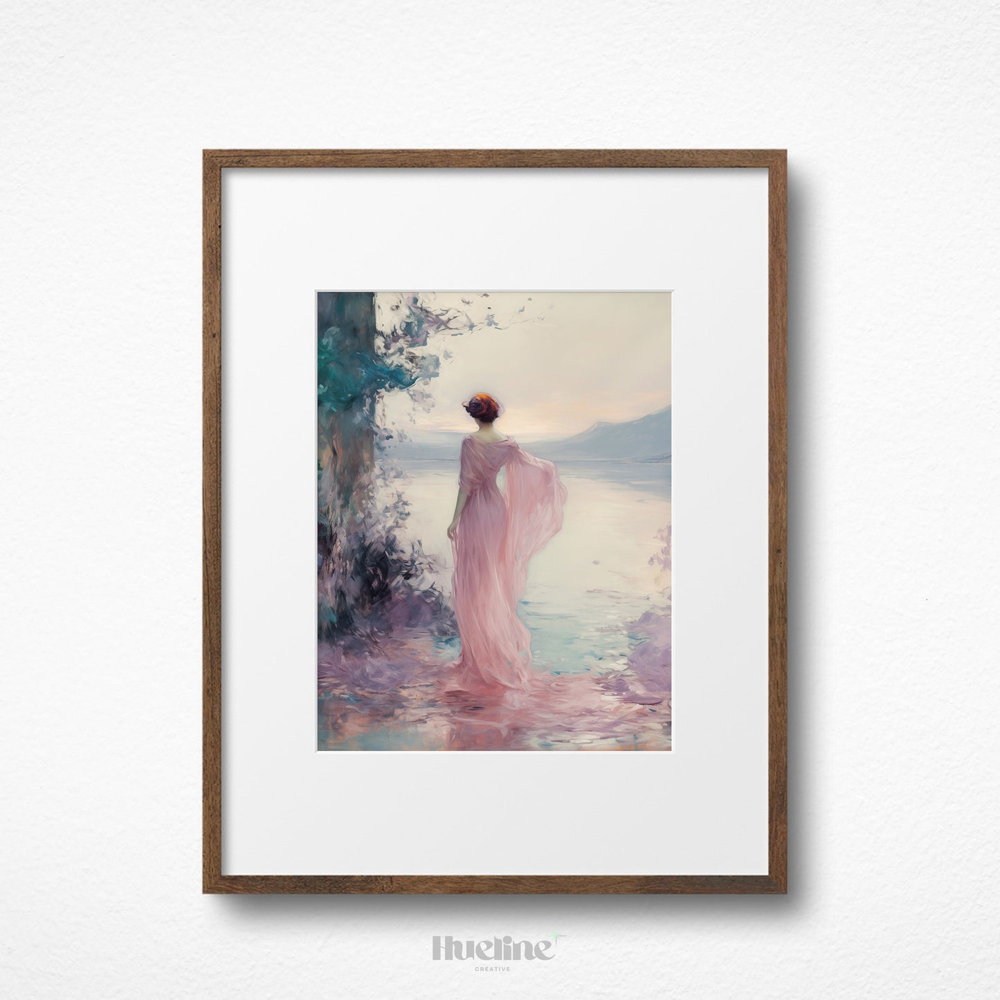 Majestic Seaside Gaze: Vintage Style Oil Painting of a Contemplative Woman, Home Decor Timeless Art - L1014