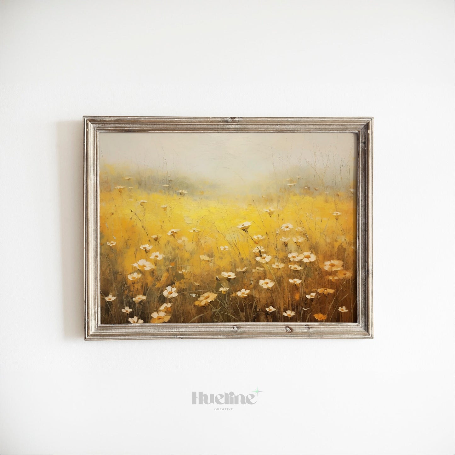 Vintage Yellow Meadow Flowers Oil Painting Digital Art, Home Decor, Fall Decor, Digital Print - L1021