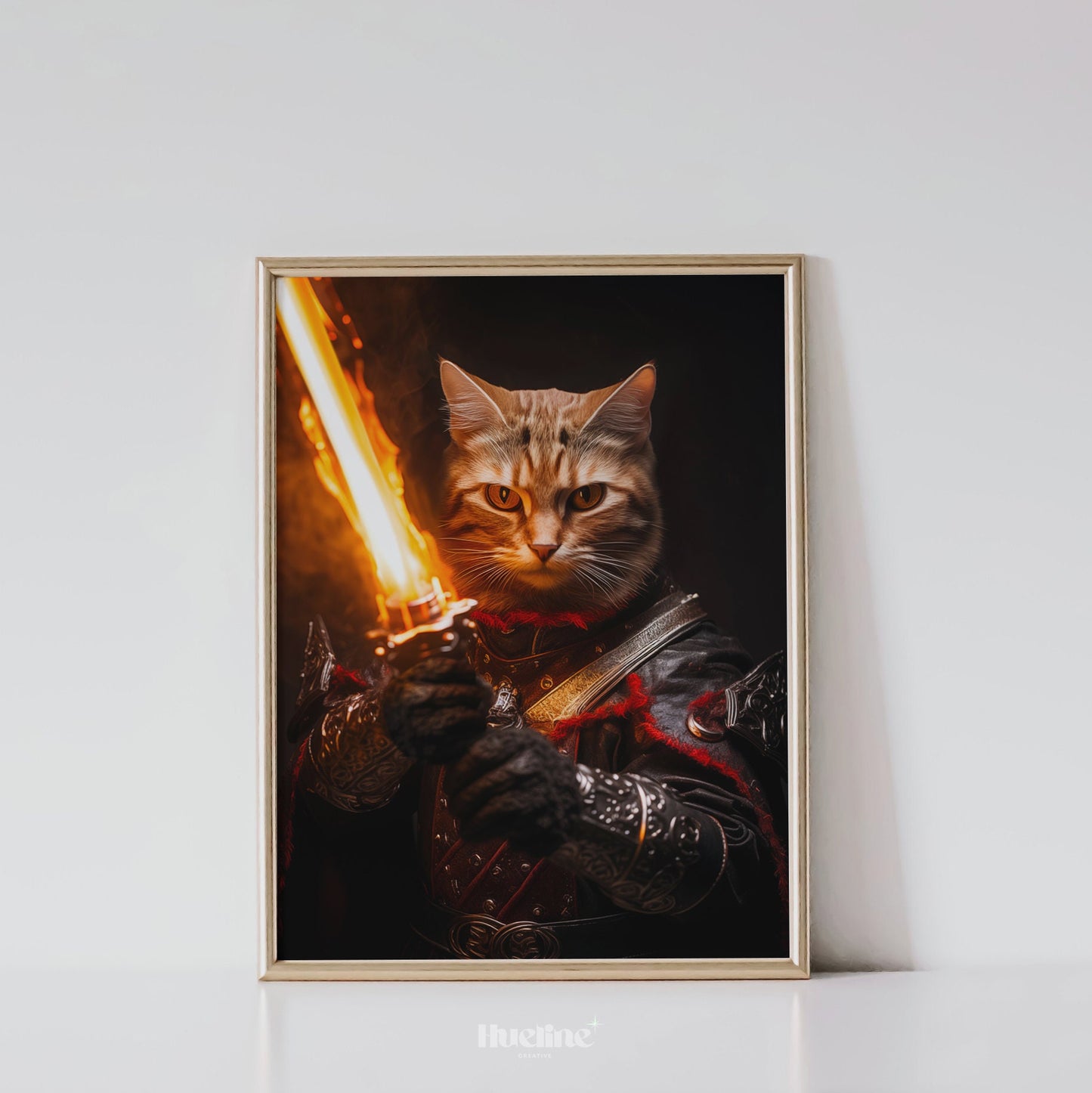 Custom Hunter Pet Portrait from Photo, Warrior Pet Wall Art Funny Pet Birthday Gift Personalized Unique Gift for Pet Owner
