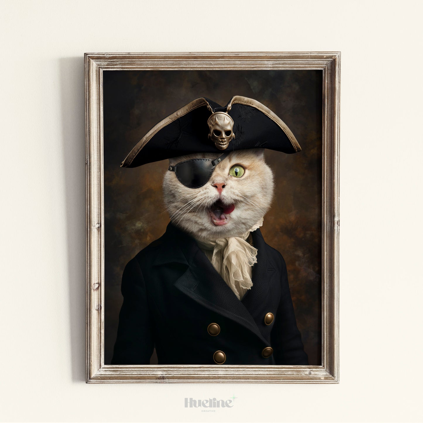 Custom Pirate Pet Portrait from Photo, With Eye Patch Pet Wall Art Funny Pet Birthday Gift Personalized Unique Gift for Dad