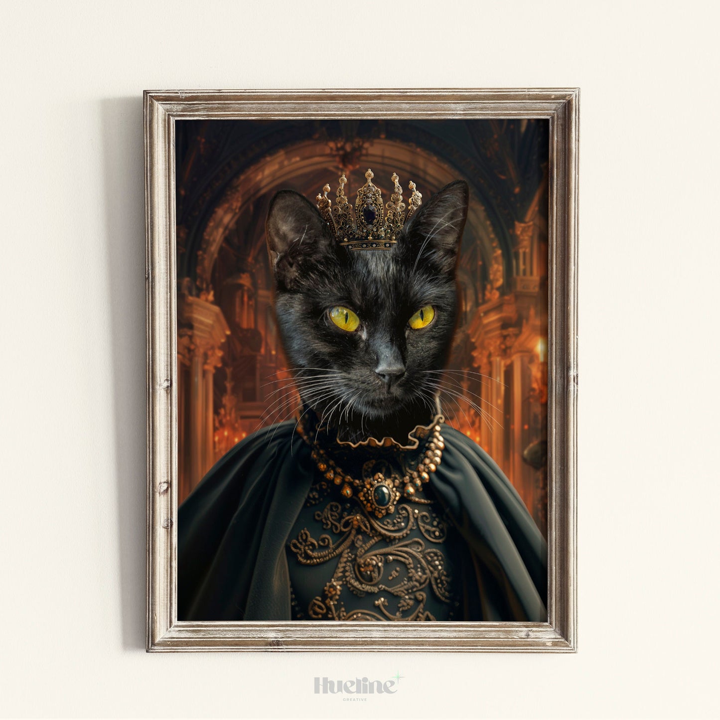 Custom Dark Royal Pet Portrait from Photo Renaissance Pet Wall Art Funny King Queen Cat Birthday Gift Personalized Royal Gift with Crown