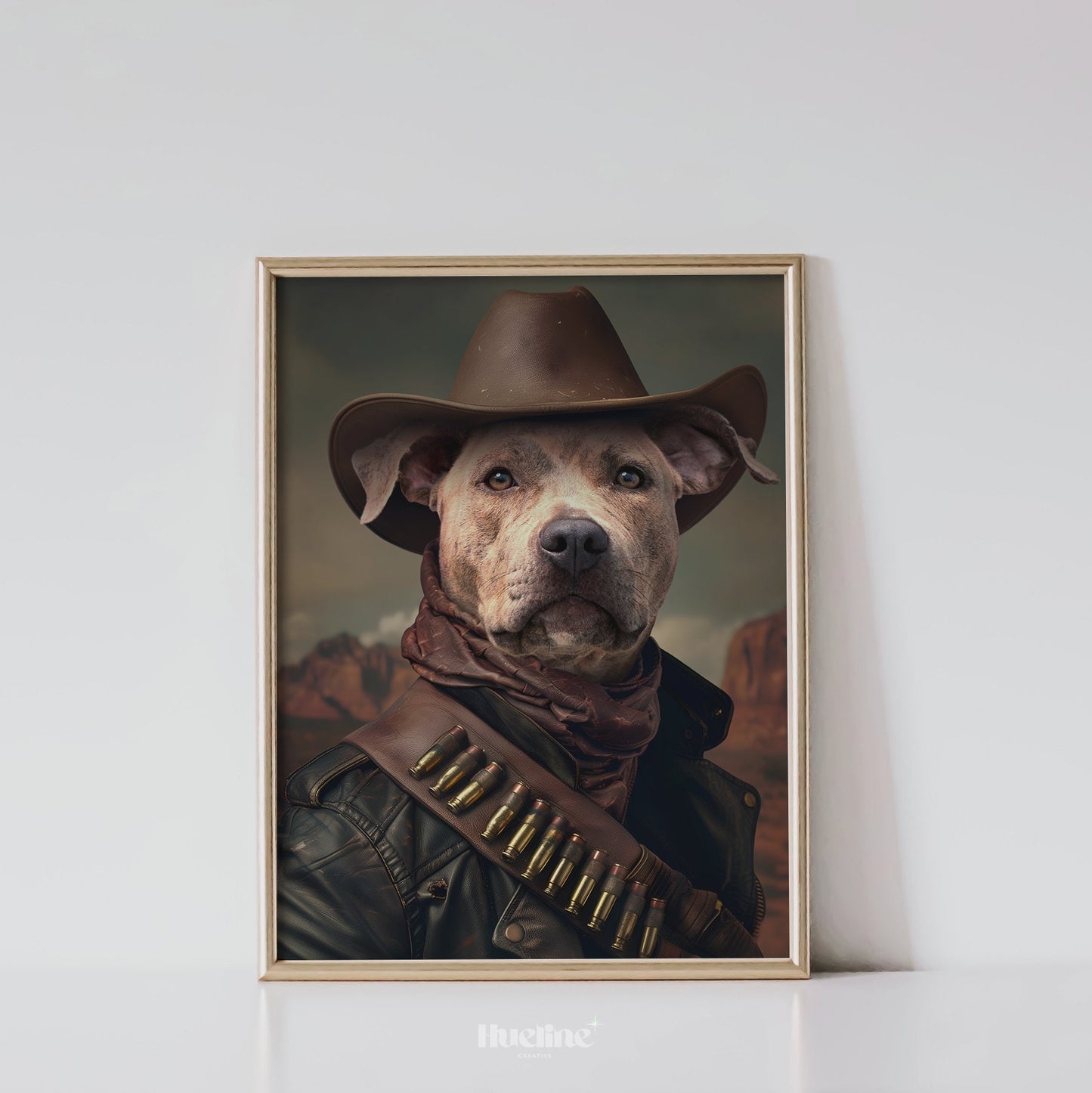 Custom Cowboy Pet Portrait from Photo Perfect Western Birthday Pet Gift Home Decor Cowboy Pet Western Dog Wall Art, Gift for Dad