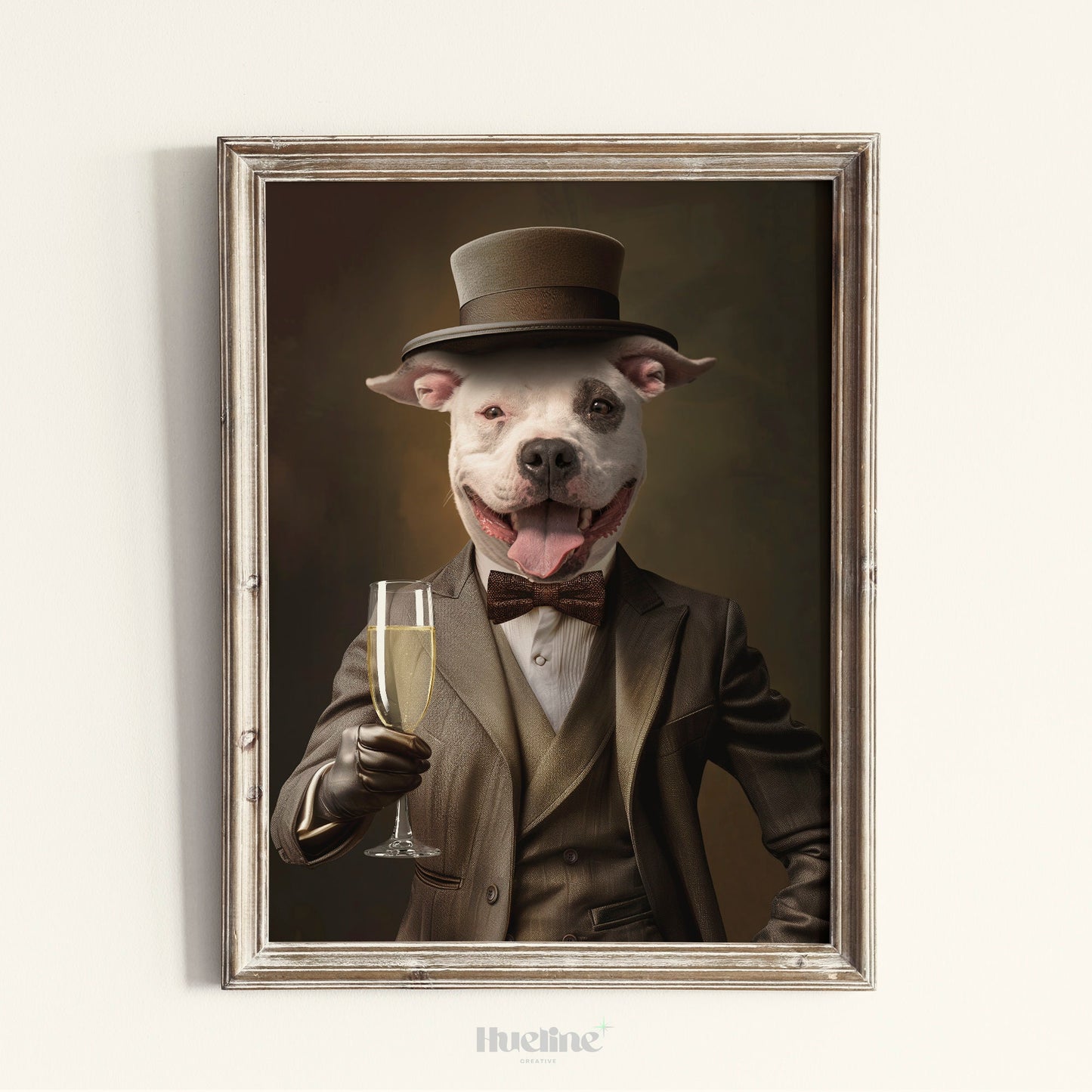 Custom Gentleman Pet Portraits w/ Champagne Glass Pet Royal Custom Pet Portrait Aristocrat Pet Regal Vintage Pet Birthday Gift for Dad