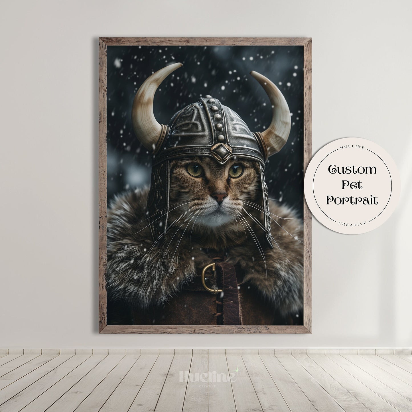 Custom Viking Pet Portrait from Photo Perfect Viking Birthday Pet Gift Home Decor Warrior Pet Personalized Wall Art, Gift for Dad