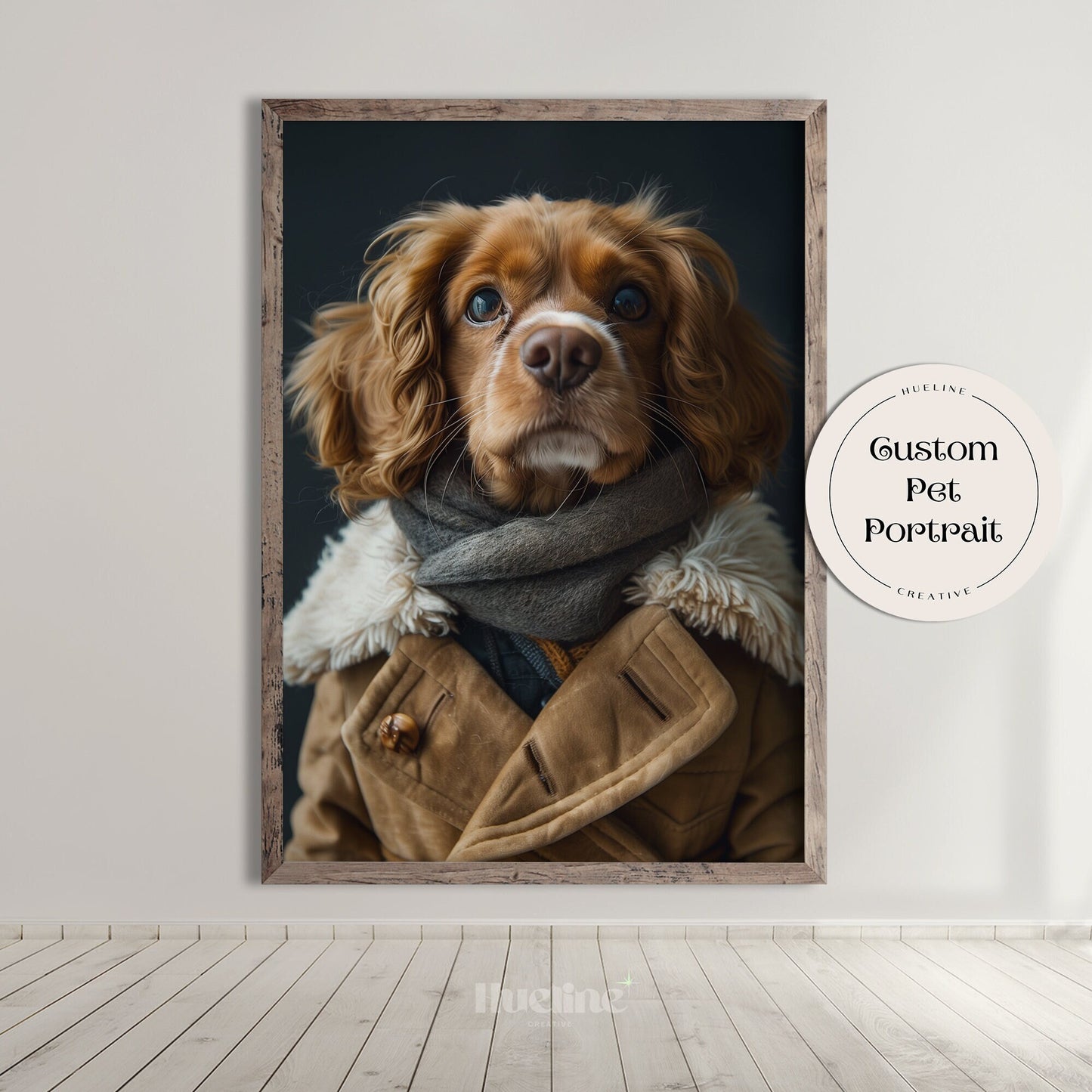 Custom Fashion Pet Portrait, Pet Couture Collection w Overcoat, Fashion Shoot Pet Portrait, Funny Pet Gift Personalized Birthday Gift
