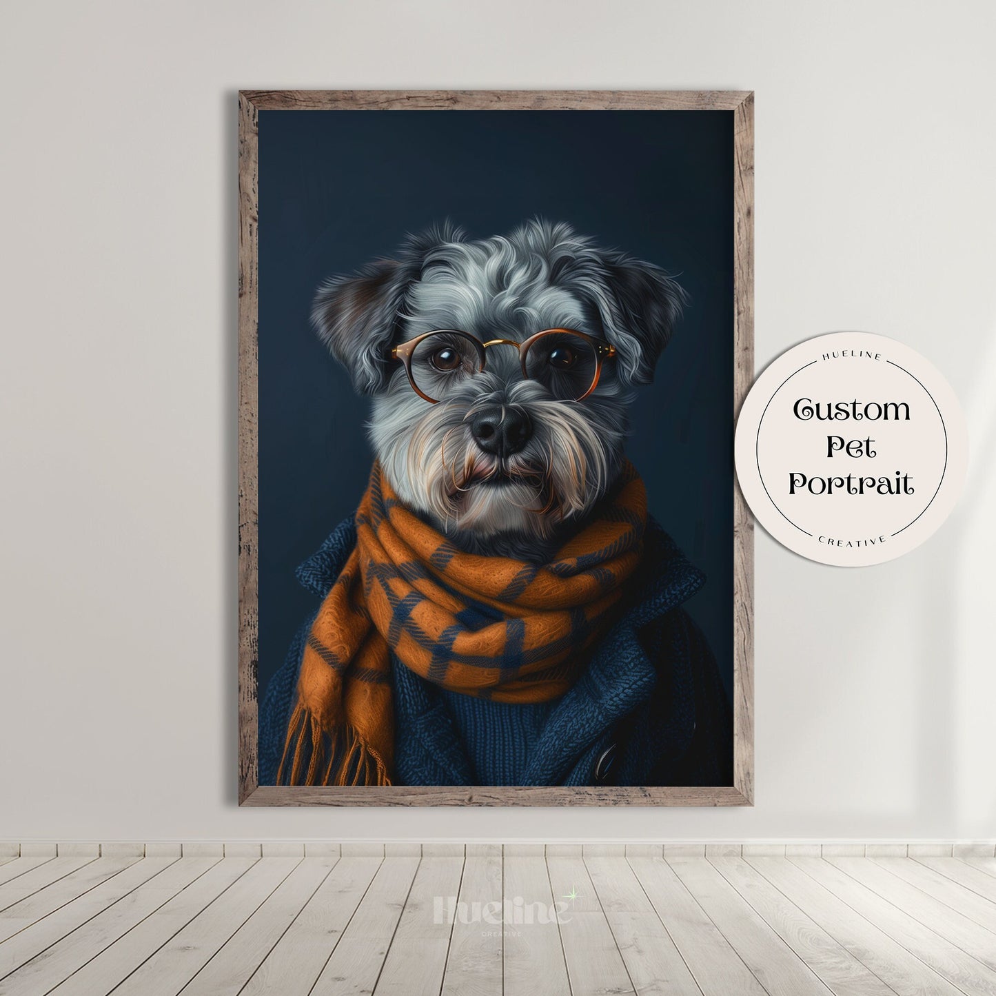 Custom Fashion Pet Portrait, Pet Couture Collection, Fashion Shoot Pet Portrait, Pet Custom w Scarf, Funny Artist Pet, Graduation Pet Gift