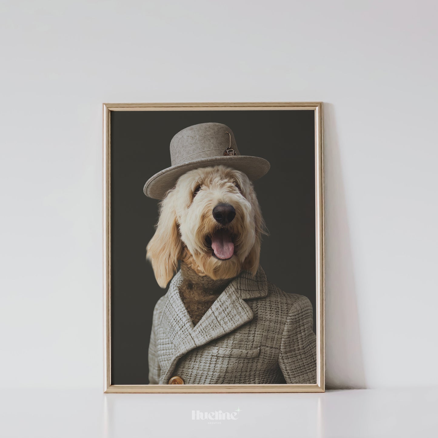 Custom Fashion Pet Portrait, Pet Couture Collection, Fashion Shoot Pet Portrait, Pet Custom with Hat, Funny Artist Pet, Graduation Pet Gift