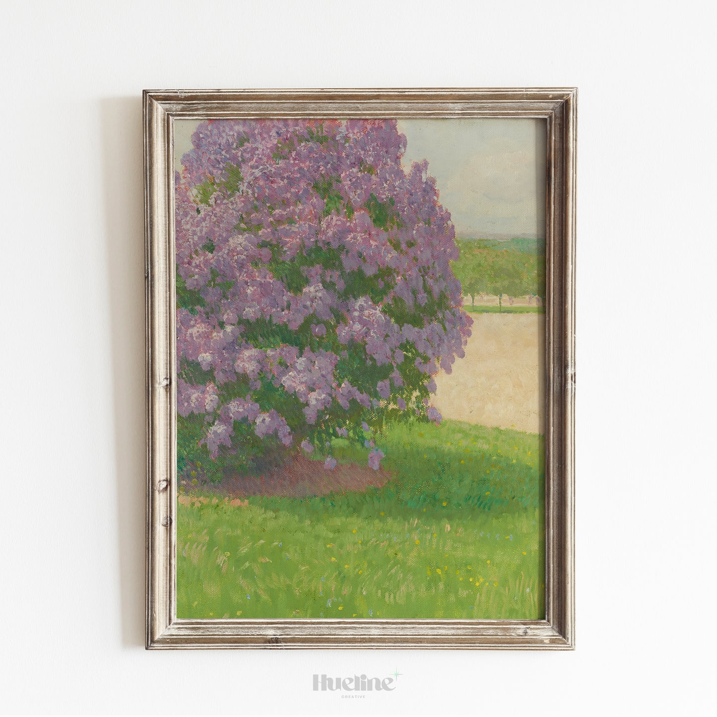 Purple Lilac Tree Wall Art Print – Impressionist Spring Floral Landscape for Nature-Inspired Home Decor, Gift for Garden Lovers - L1079