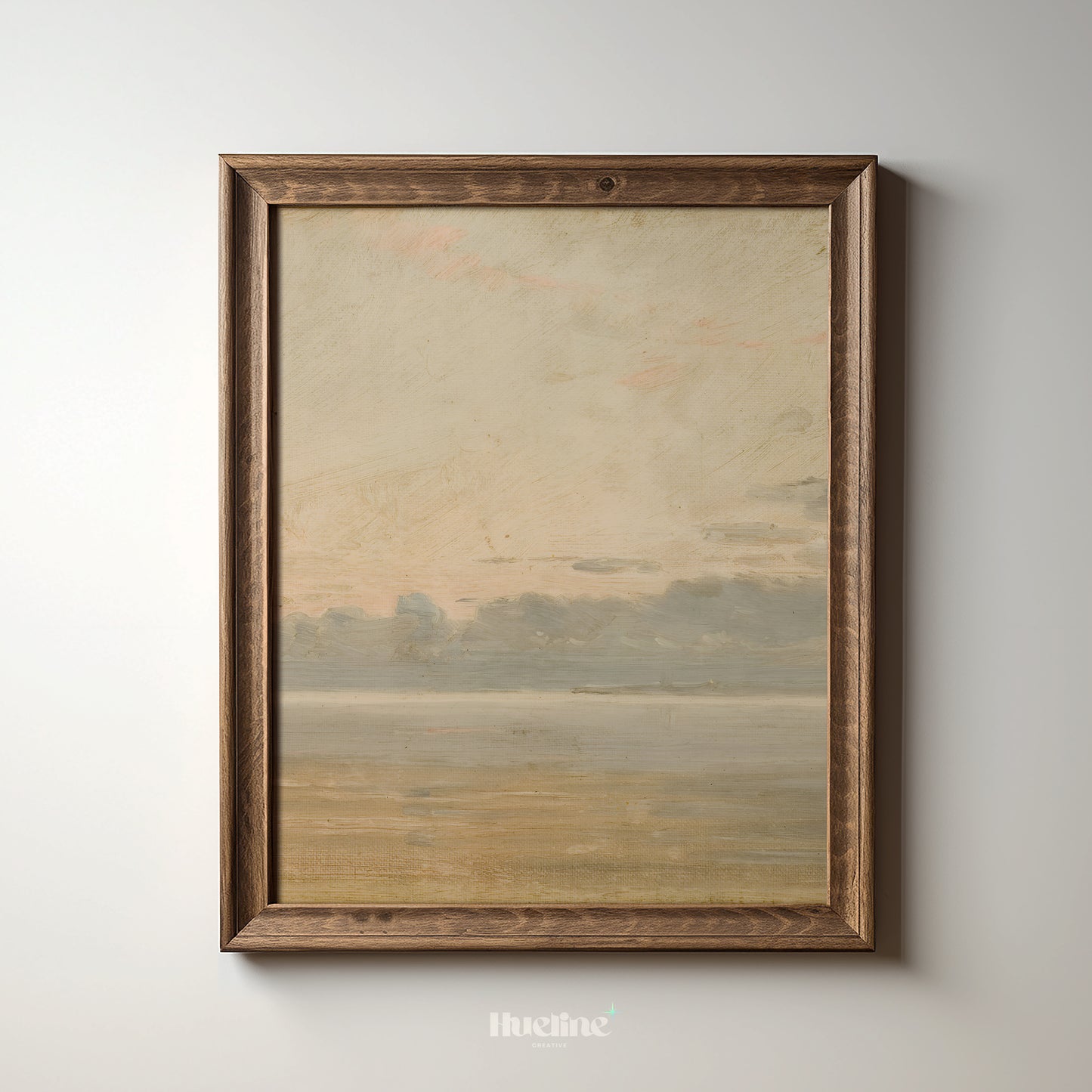 Minimal Coastal Landscape Print, Soft Neutral Seascape Wall Art, Tranquil Horizon Painting - L1087