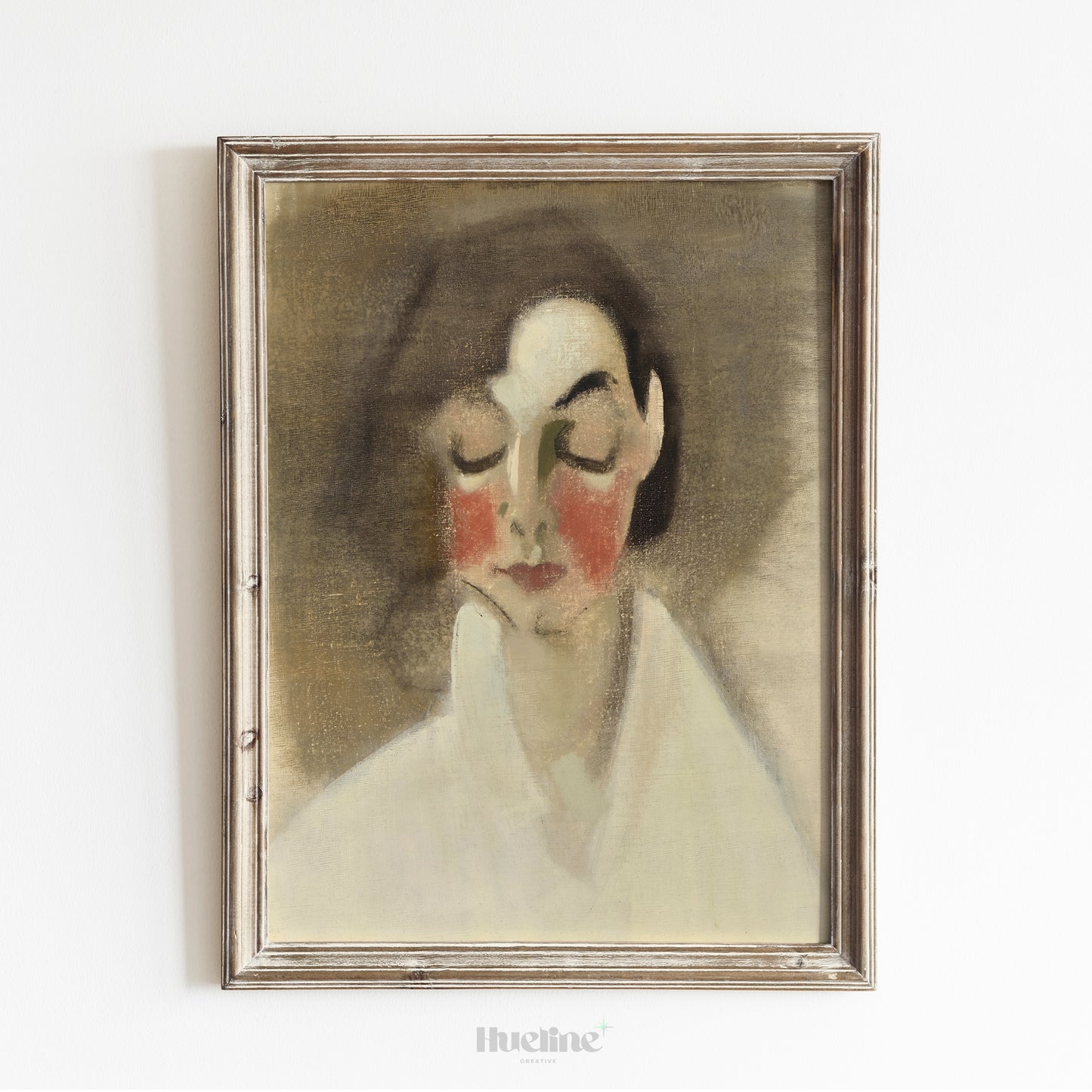 Minimalist Woman Portrait Art Print – Soft Vintage Style Face Illustration – Emotional Figurative Wall Decor for Modern Interiors - L1048
