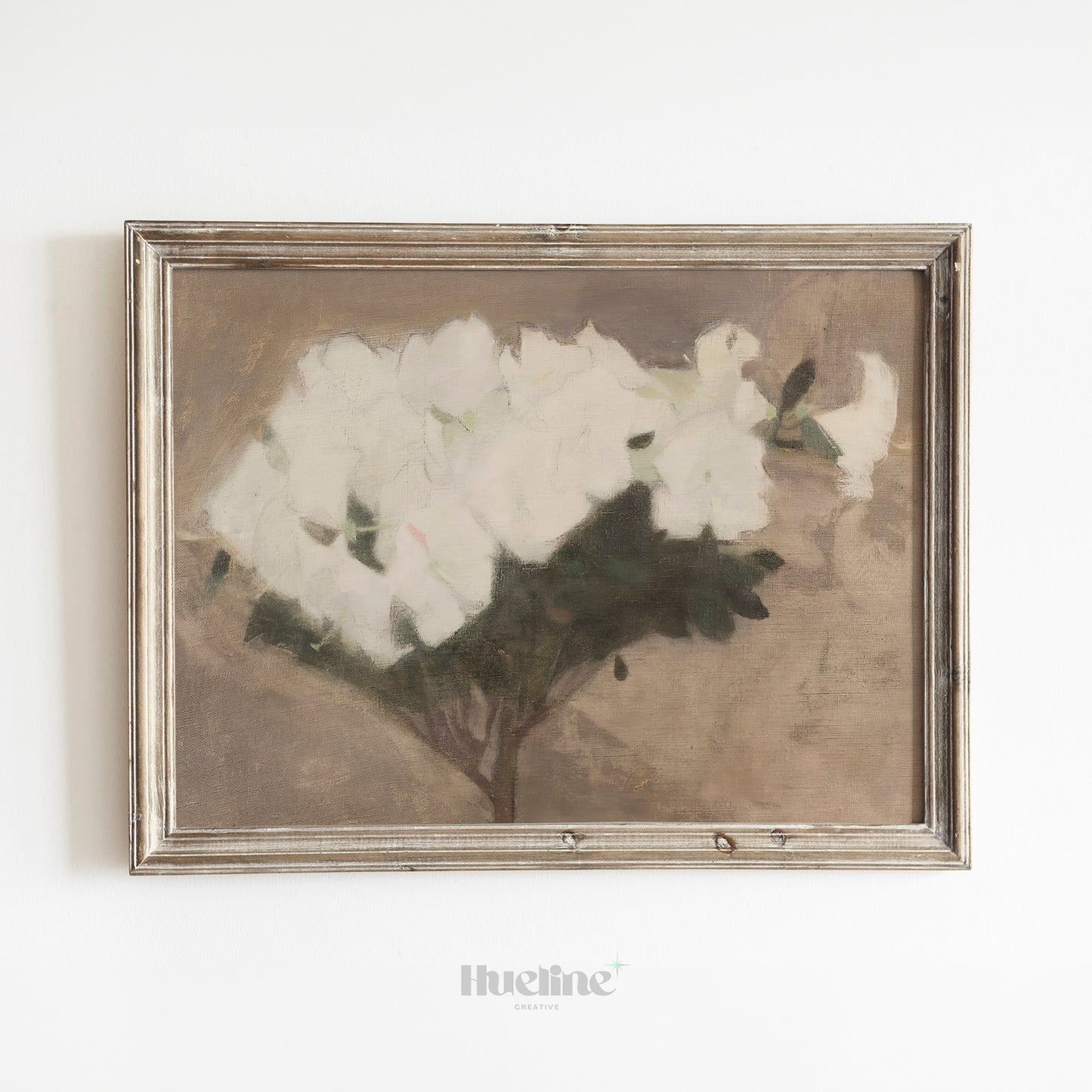Minimalist White Floral Wall Art Print, Neutral Hydrangea Painting, Soft Botanical Decor - L1084