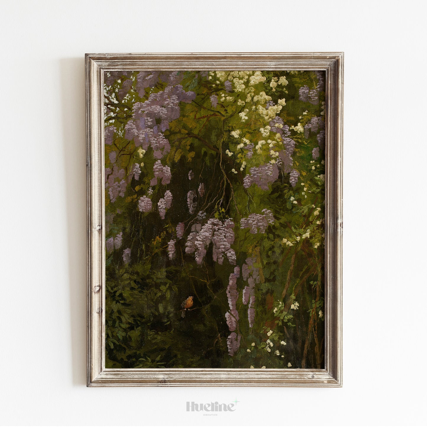 Wisteria Floral Wall Art Print, Vintage Botanical Garden Painting, Cottagecore Nature Poster - L1096