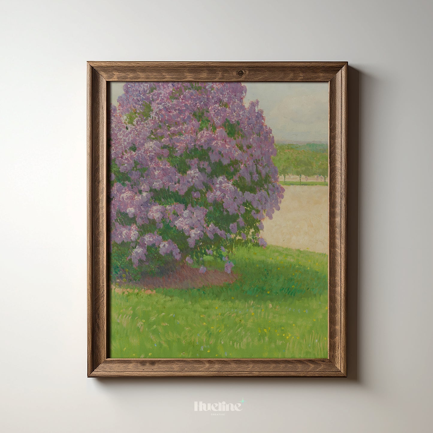 Purple Lilac Tree Wall Art Print – Impressionist Spring Floral Landscape for Nature-Inspired Home Decor, Gift for Garden Lovers - L1079