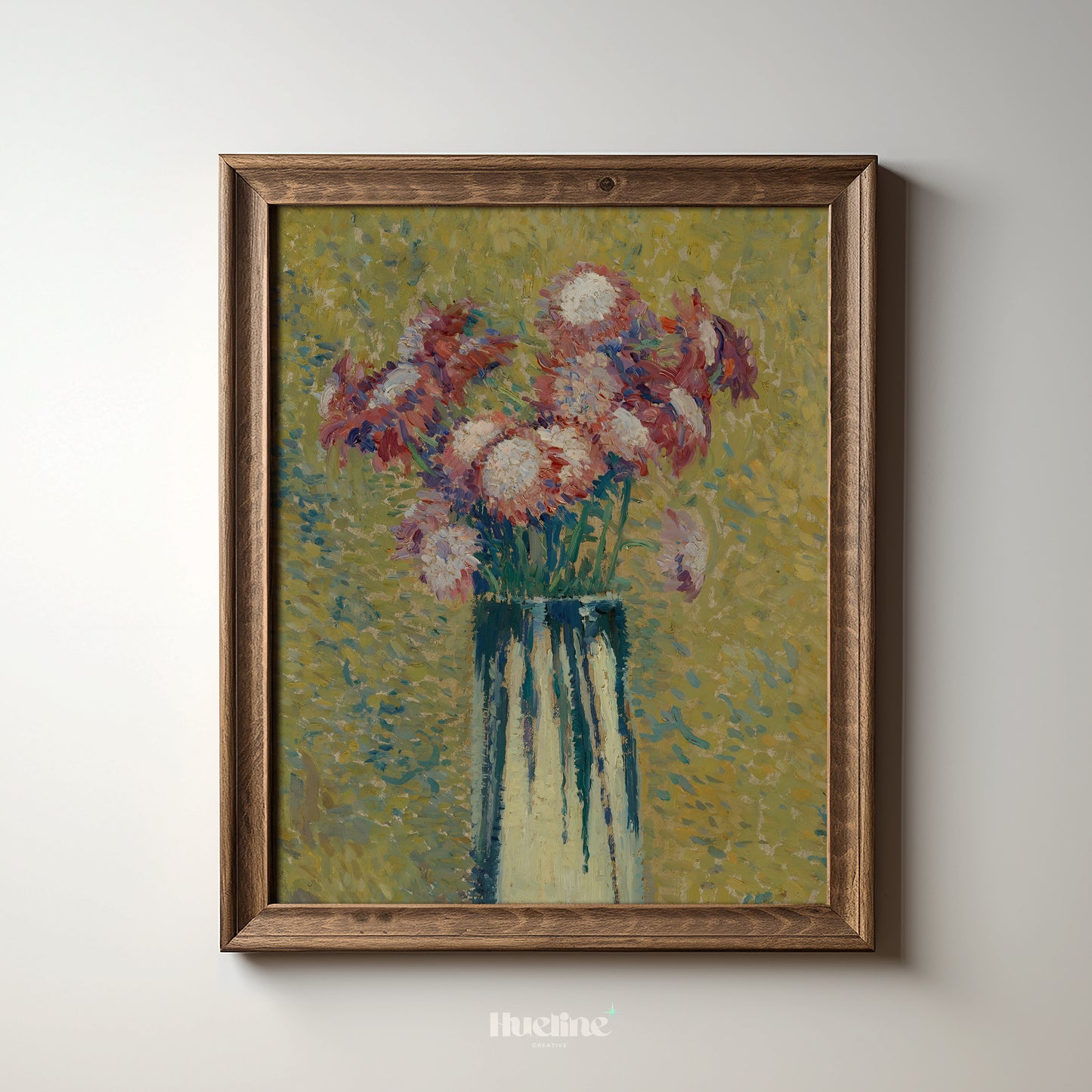 Impressionist Floral Still Life Art Print – Bold Vintage Flower Bouquet in Vase – Textured Botanical Wall Decor for Artistic Interiors - L1047