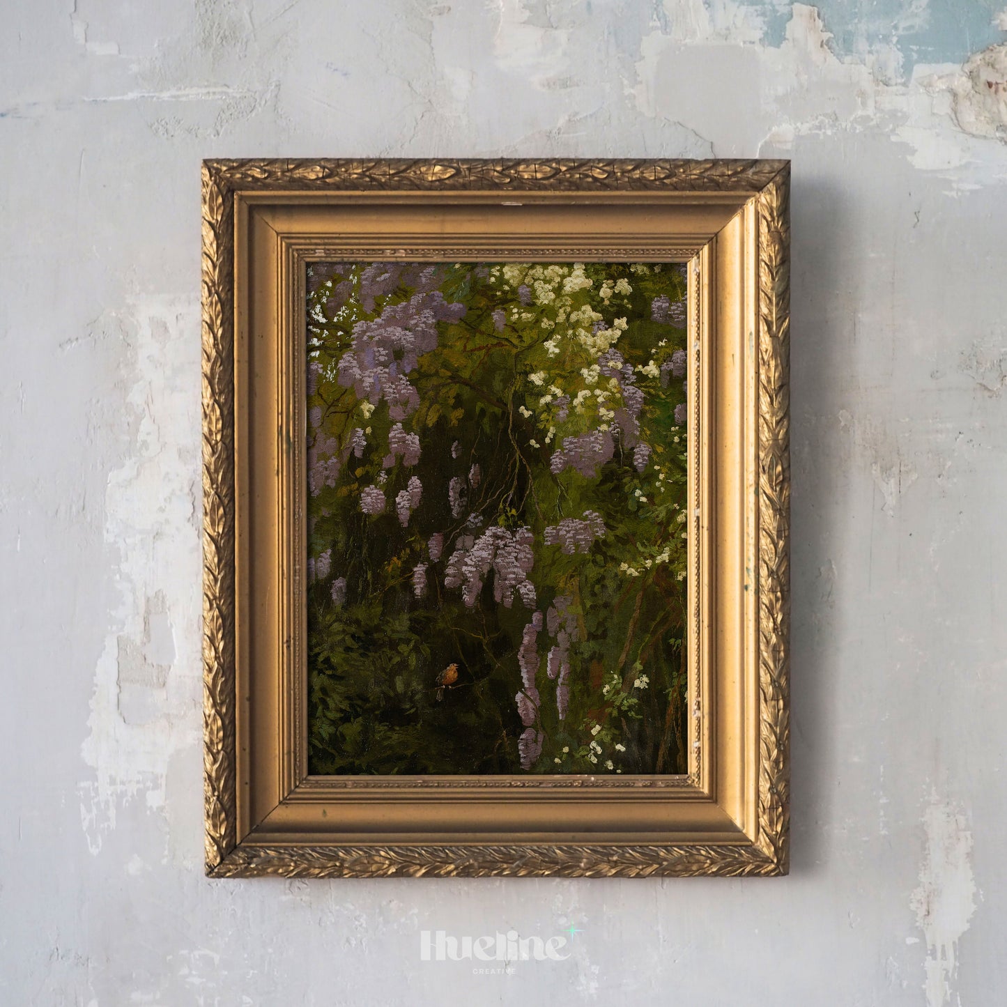 Wisteria Floral Wall Art Print, Vintage Botanical Garden Painting, Cottagecore Nature Poster - L1096
