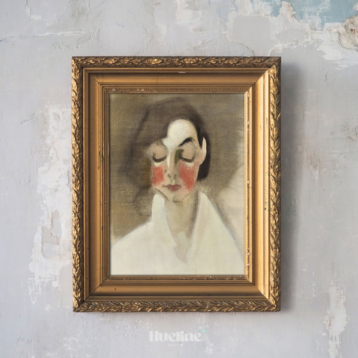 Minimalist Woman Portrait Art Print – Soft Vintage Style Face Illustration – Emotional Figurative Wall Decor for Modern Interiors - L1048