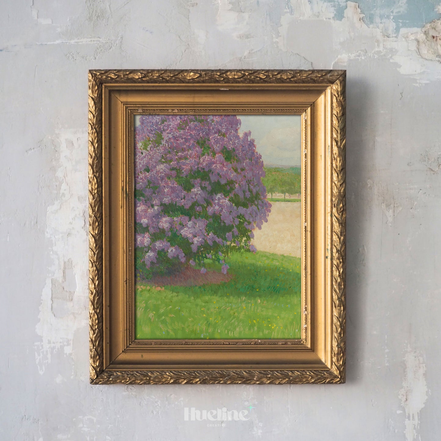 Purple Lilac Tree Wall Art Print – Impressionist Spring Floral Landscape for Nature-Inspired Home Decor, Gift for Garden Lovers - L1079