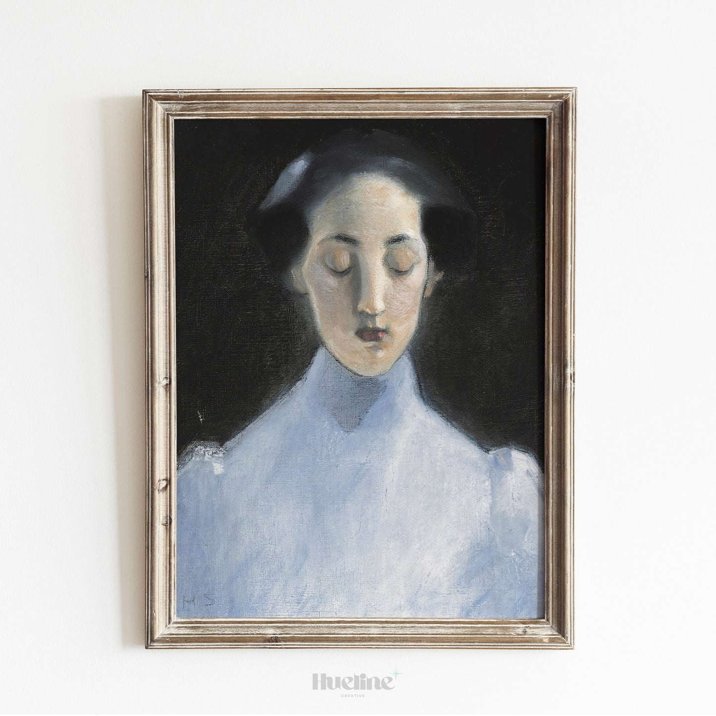 Minimalist Woman Portrait Wall Art Print – Soft Toned Female Face Painting for Modern, Elegant, and Serene Home Decor - L1036