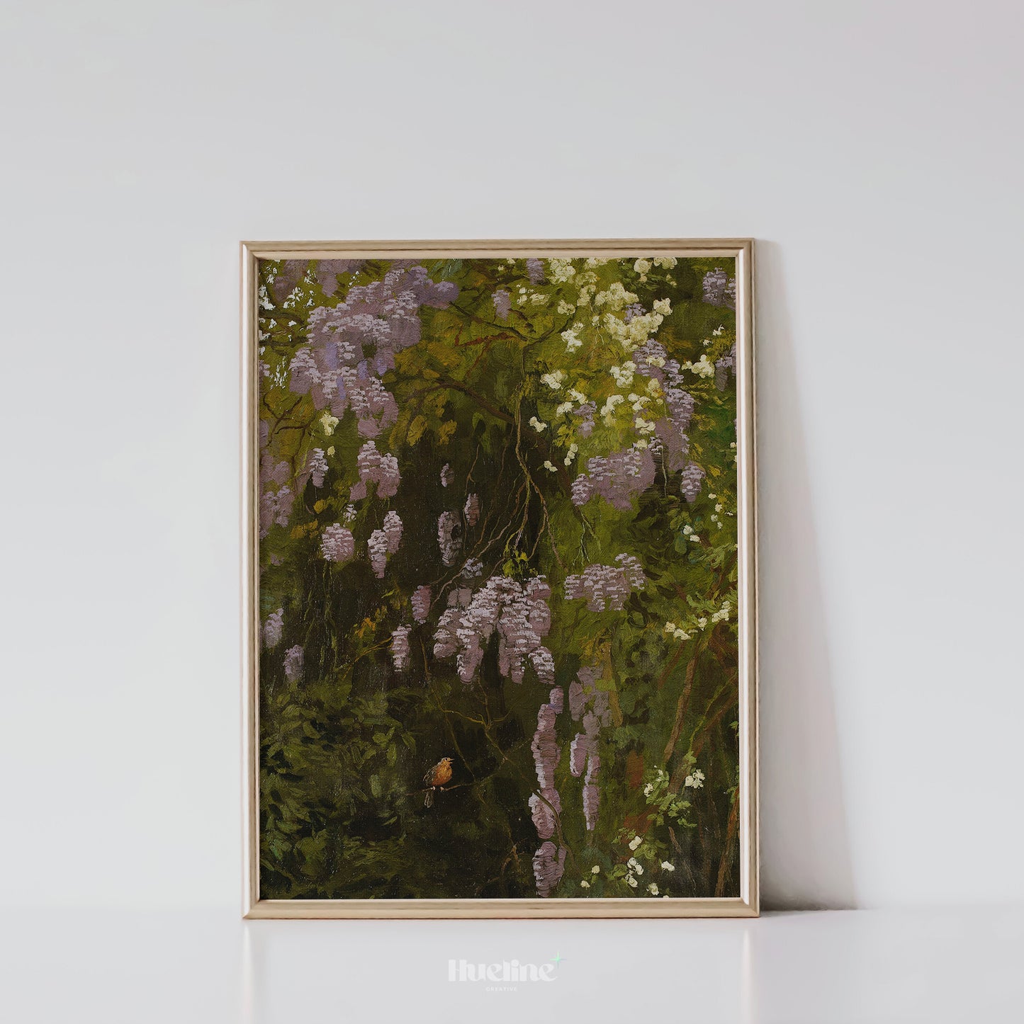 Wisteria Floral Wall Art Print, Vintage Botanical Garden Painting, Cottagecore Nature Poster - L1096