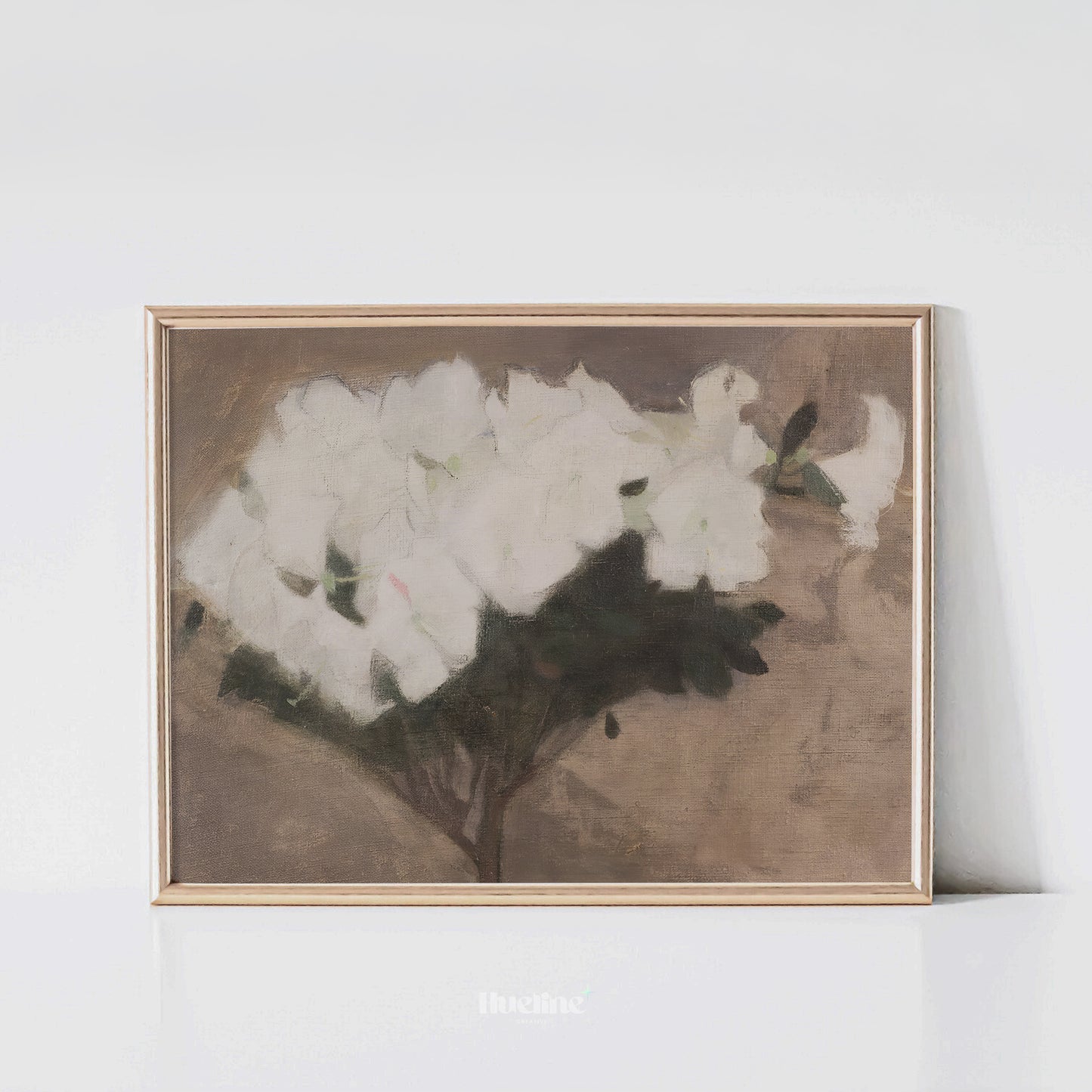 Minimalist White Floral Wall Art Print, Neutral Hydrangea Painting, Soft Botanical Decor - L1084