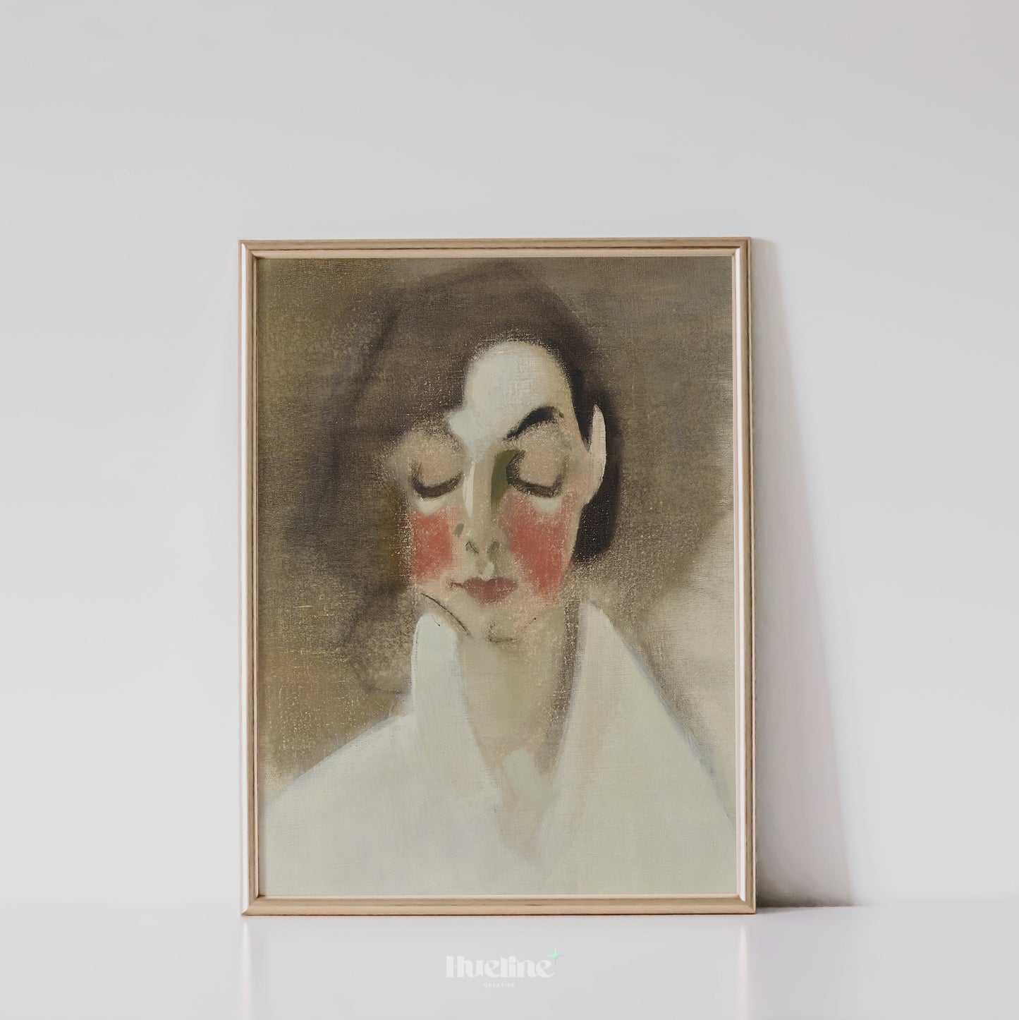 Minimalist Woman Portrait Art Print – Soft Vintage Style Face Illustration – Emotional Figurative Wall Decor for Modern Interiors - L1048