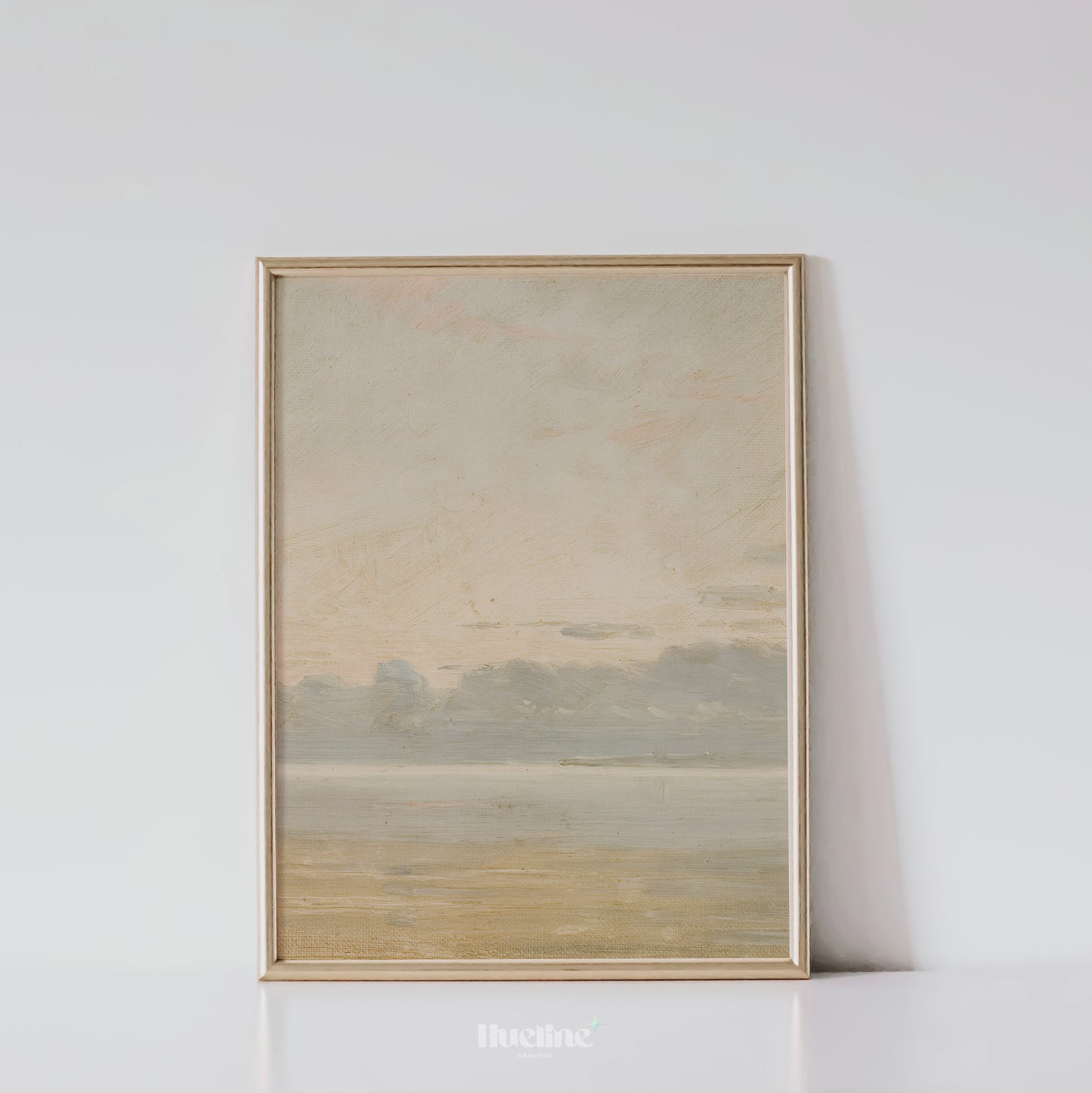 Minimal Coastal Landscape Print, Soft Neutral Seascape Wall Art, Tranquil Horizon Painting - L1087