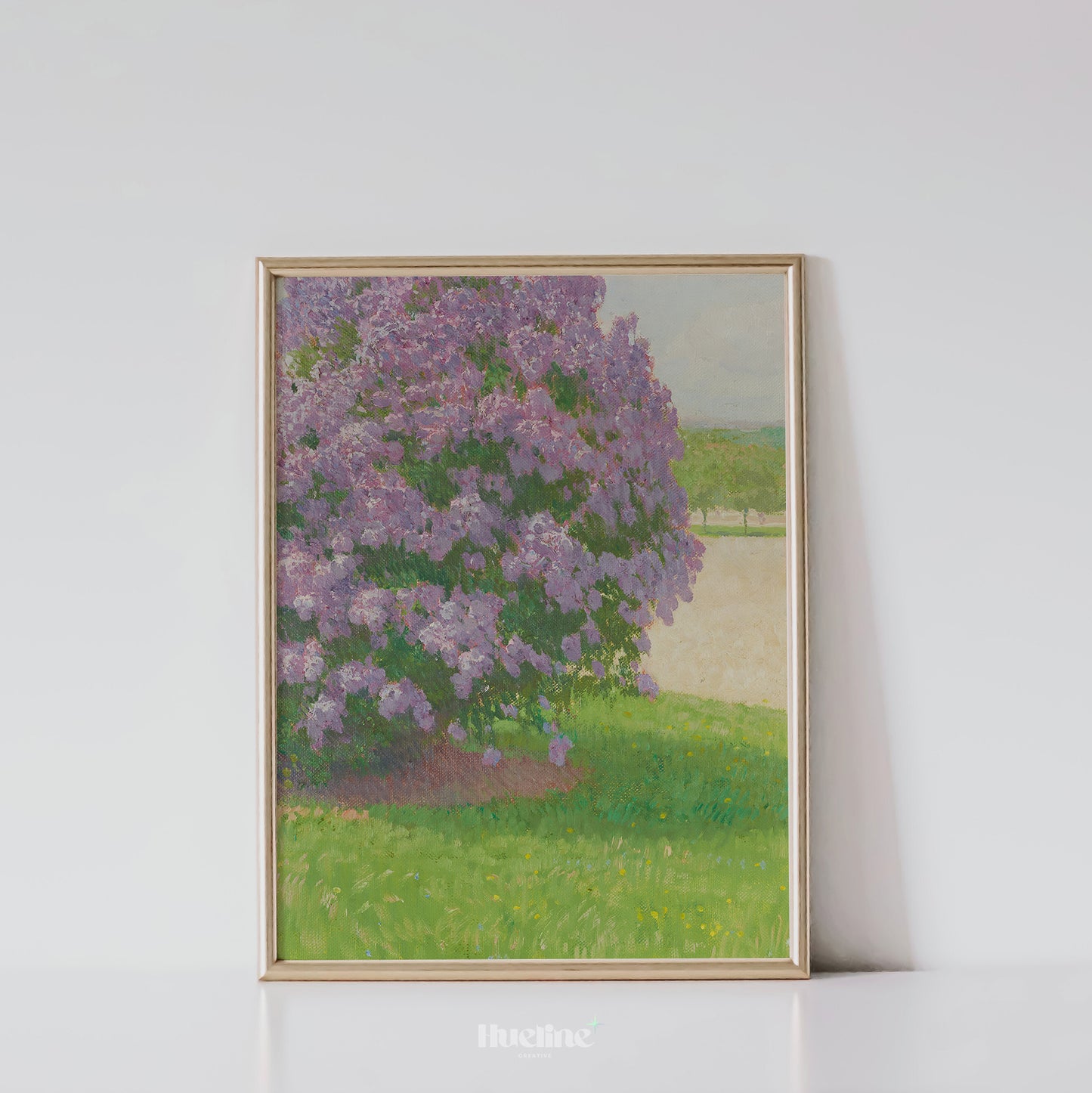 Purple Lilac Tree Wall Art Print – Impressionist Spring Floral Landscape for Nature-Inspired Home Decor, Gift for Garden Lovers - L1079