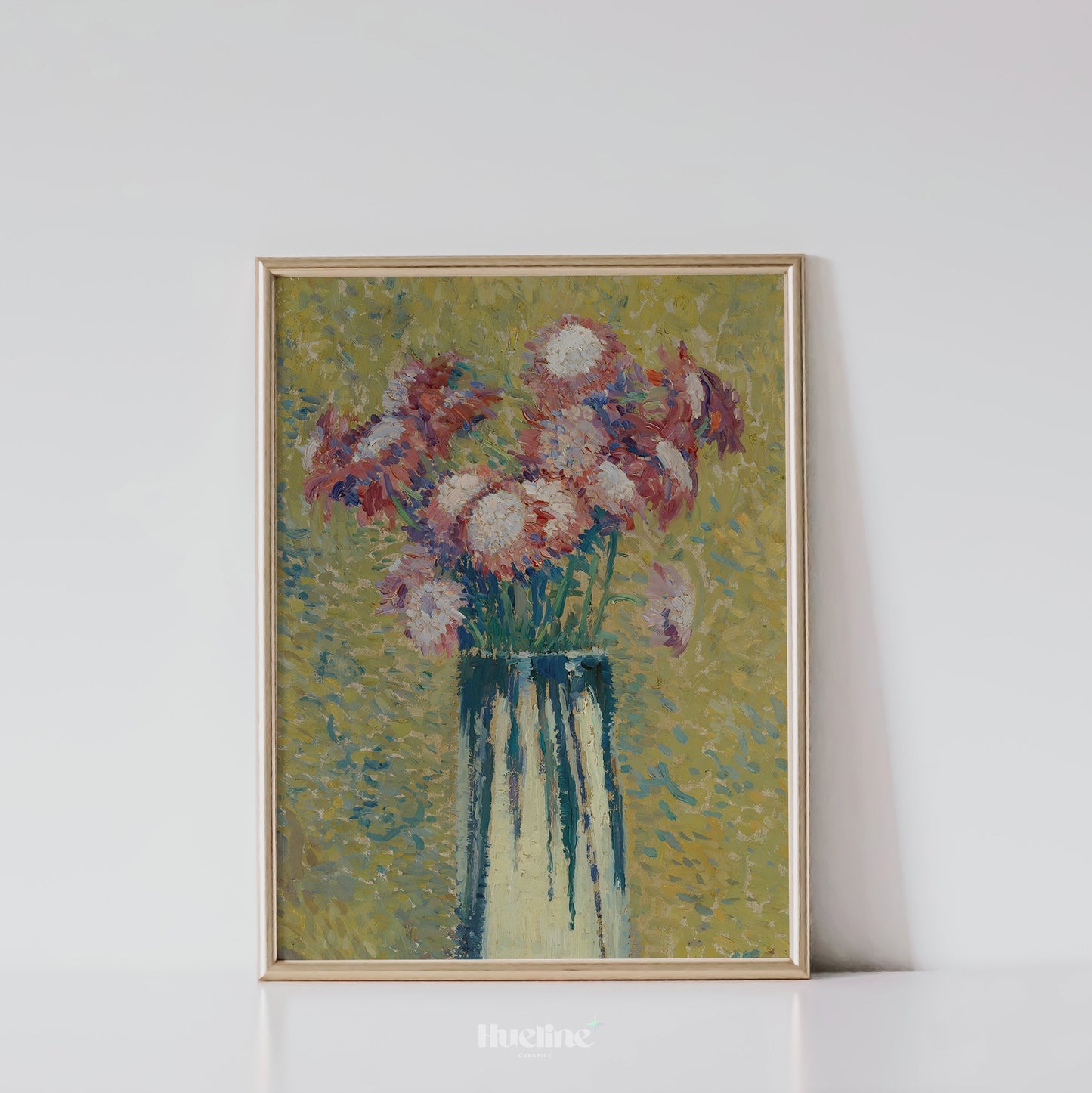 Impressionist Floral Still Life Art Print – Bold Vintage Flower Bouquet in Vase – Textured Botanical Wall Decor for Artistic Interiors - L1047