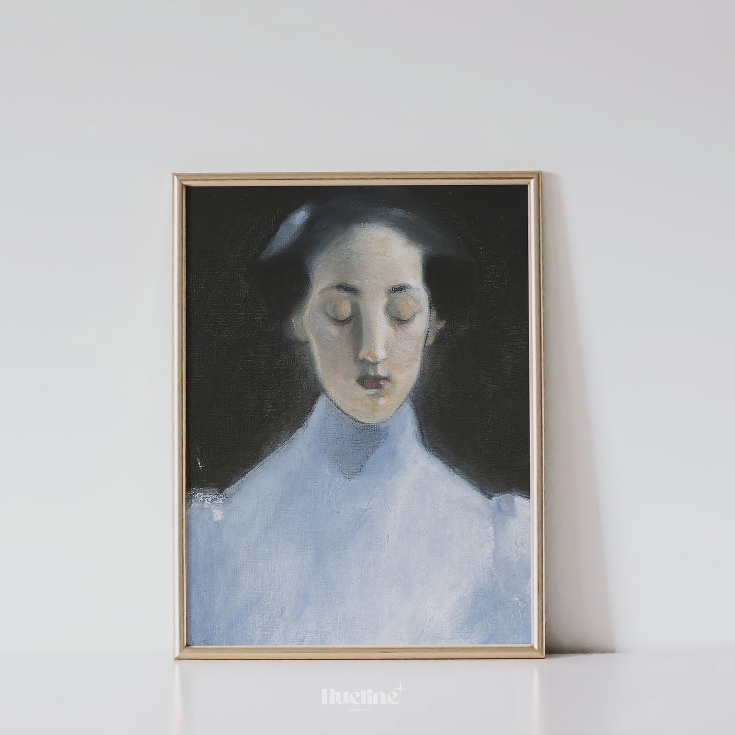 Minimalist Woman Portrait Wall Art Print – Soft Toned Female Face Painting for Modern, Elegant, and Serene Home Decor - L1036
