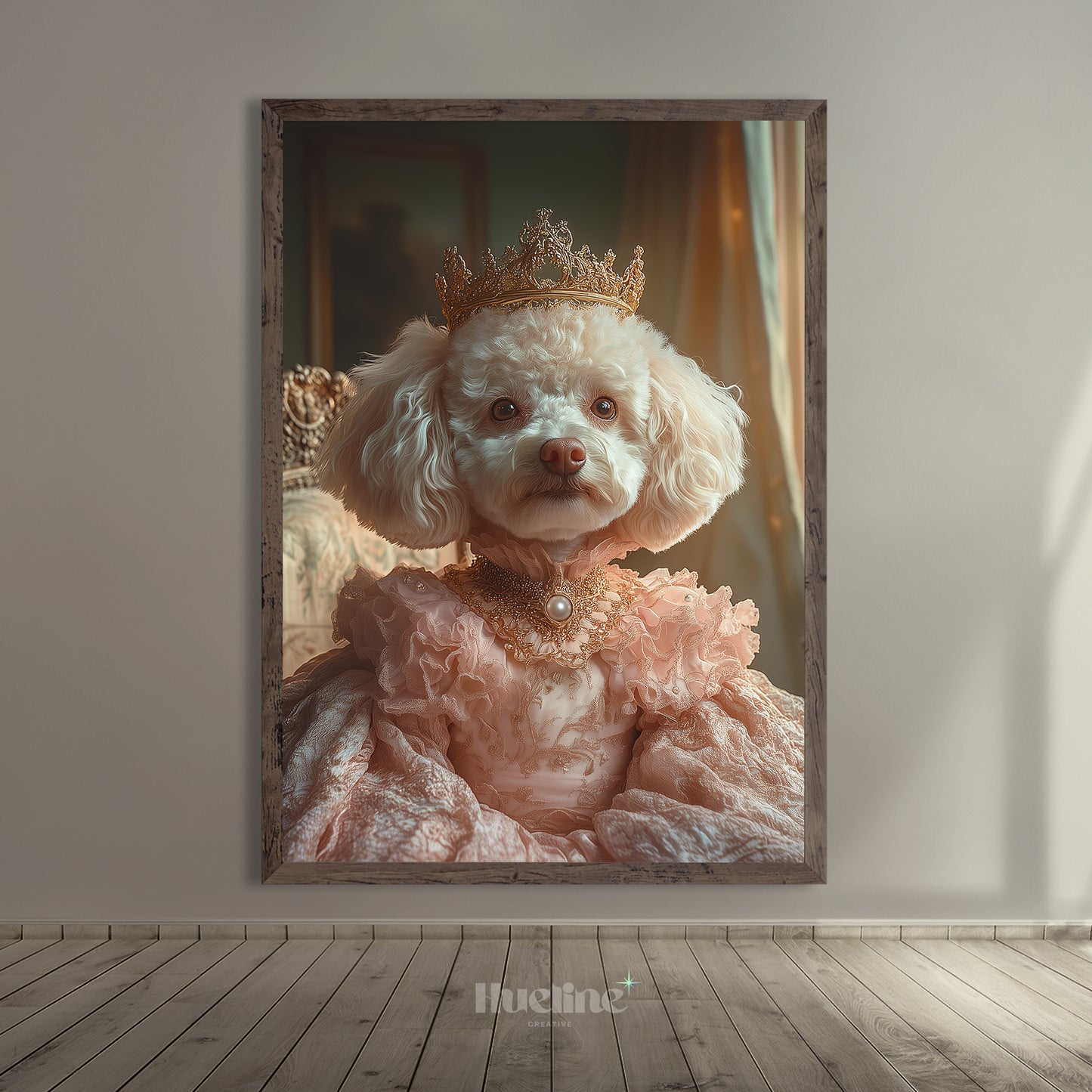 Custom Royal Pink Pet Portrait from Photo Renaissance Regal Gold Princess Cat with Crown Funny Royal Cat Portrait Birthday Personalized Gift
