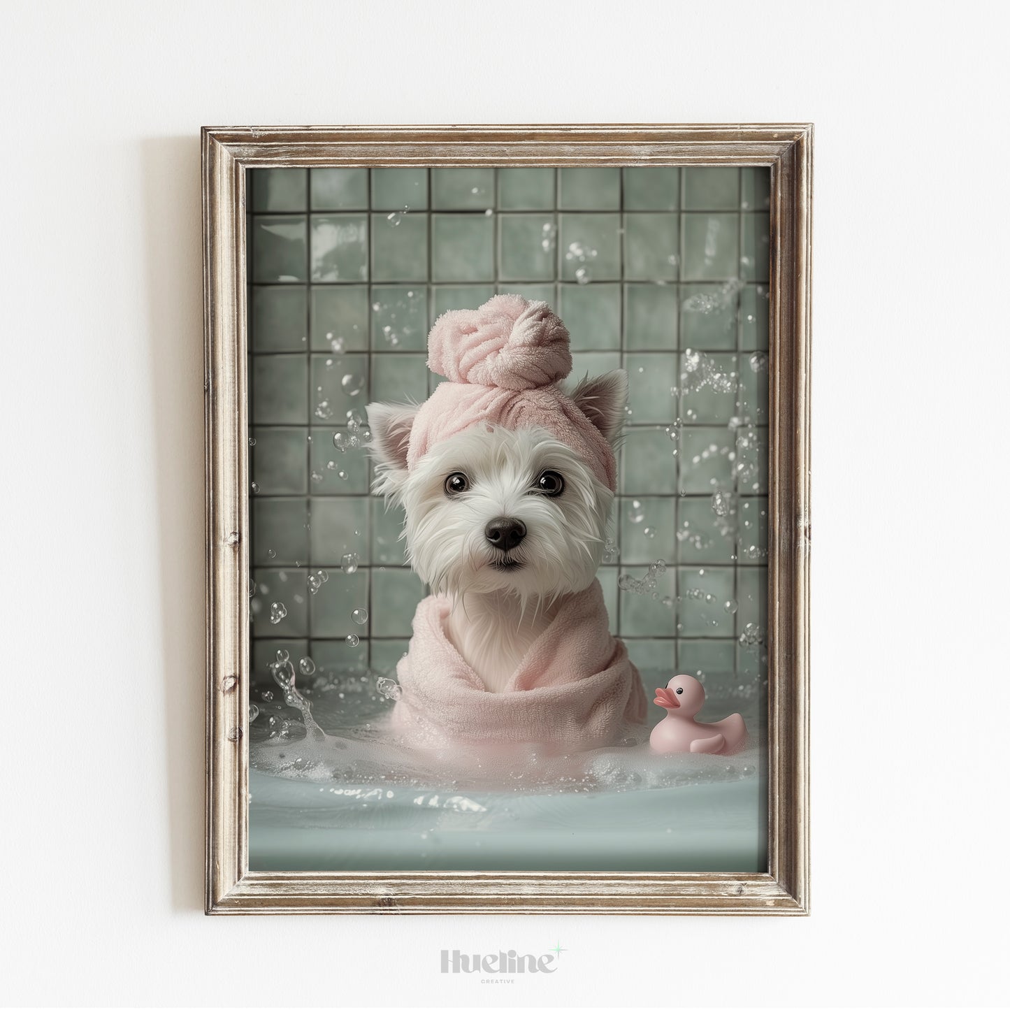 Custom Pet in Bubble Bath Portrait, Pet in Bathtub, Dog in Toilet, Personalized Pet gift, Kids Bathroom Art