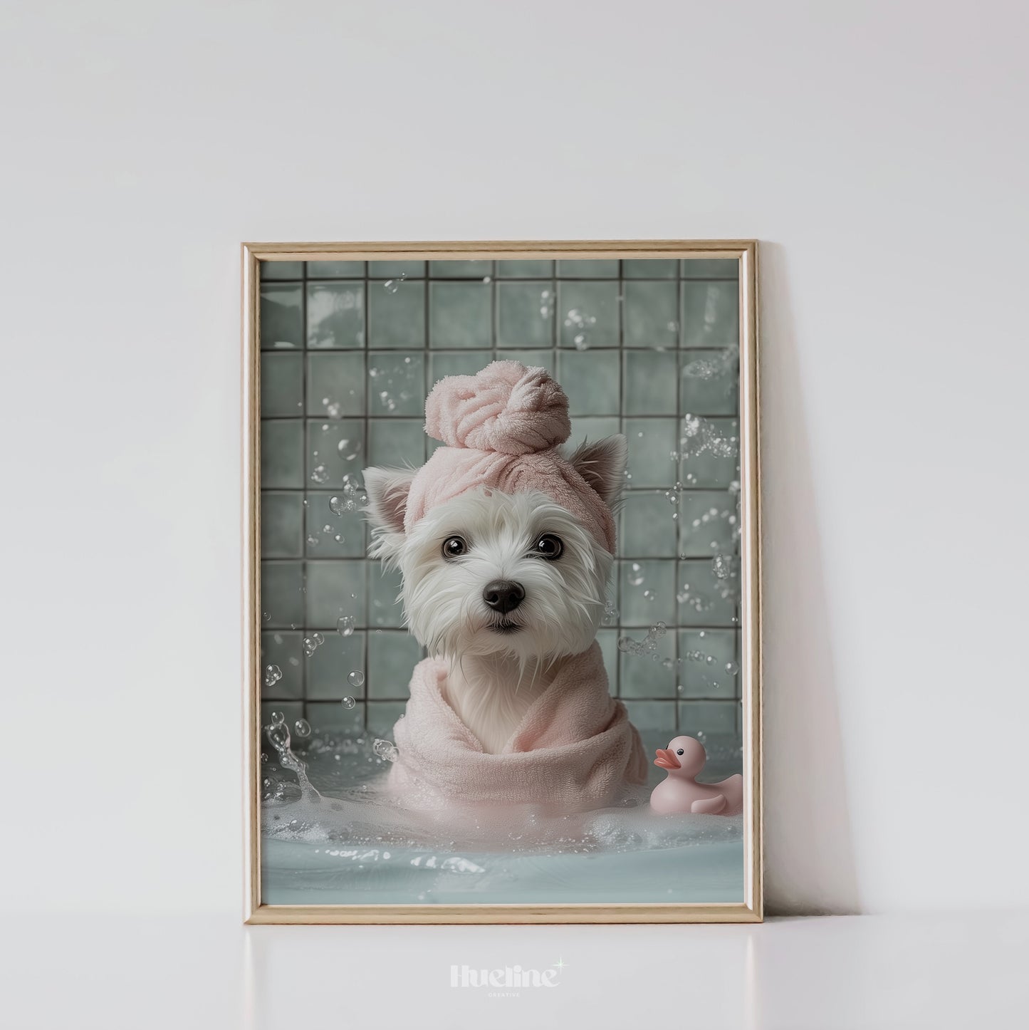 Custom Pet in Bubble Bath Portrait, Pet in Bathtub, Dog in Toilet, Personalized Pet gift, Kids Bathroom Art
