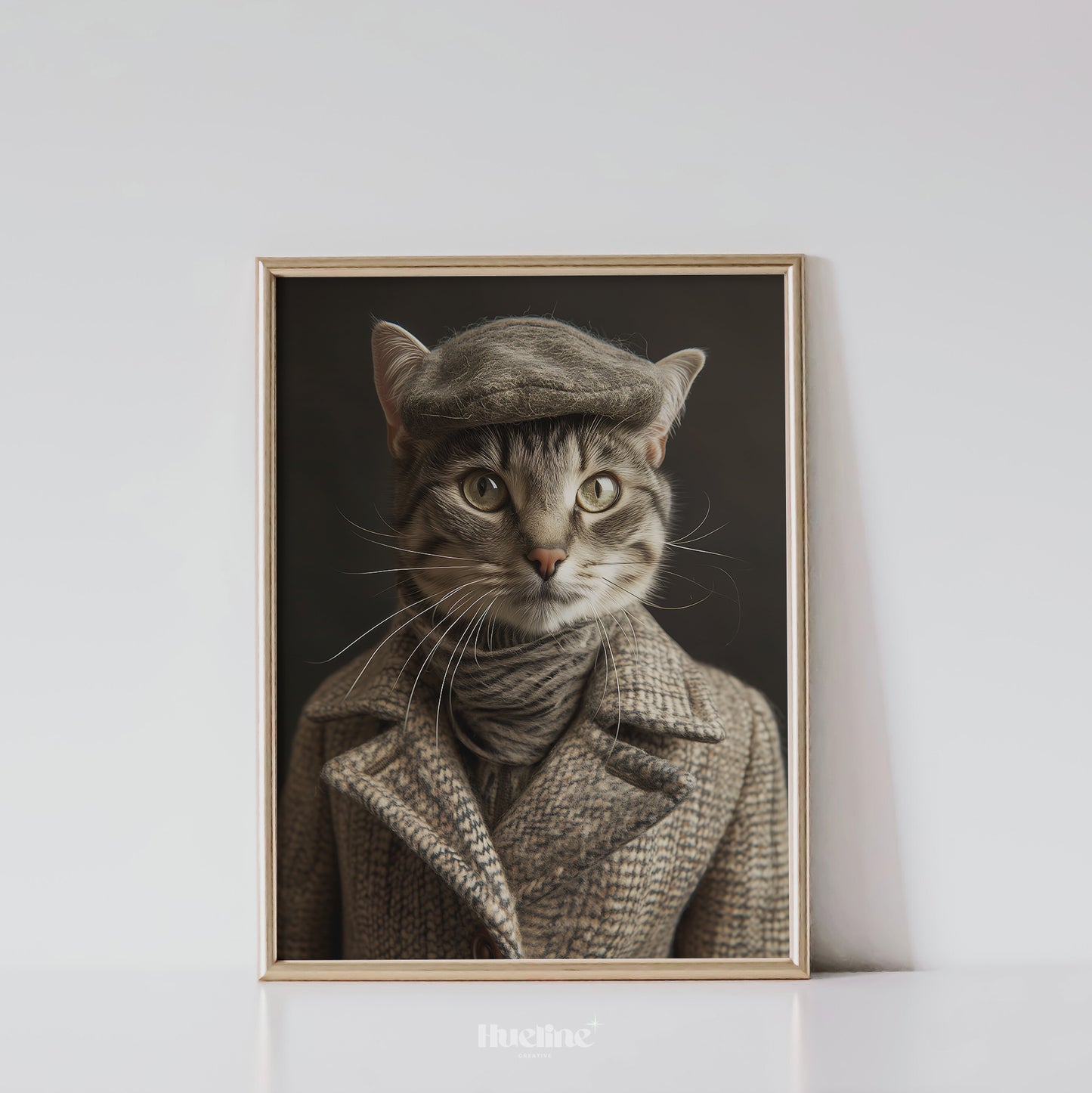 Custom Fashion Pet Portrait, Pet Couture Collection, Fashion Shoot Pet Portrait w Overcoat, Funny Pet Gift, Custom Pet for Dad