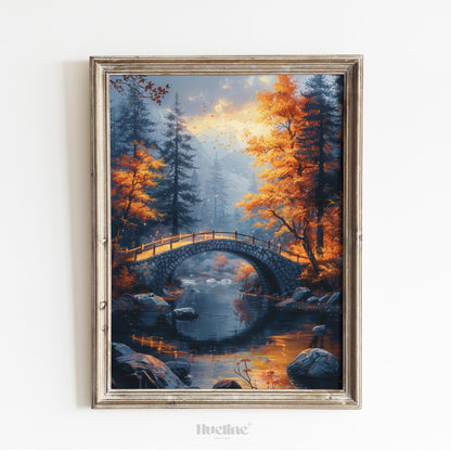 Stunning Nature Scene: River Crossing a Bridge, Home Decor Wall Art Gift - L1026