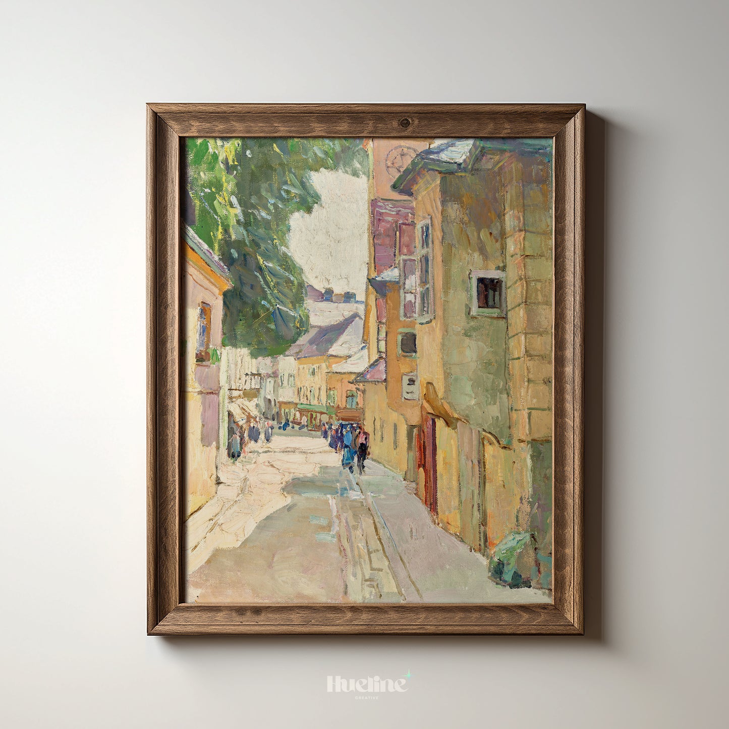 Vintage European Street Scene Painting - Impressionist Cityscape Wall Art - Old Town Architecture Print - Urban Pastel Decor - L1032