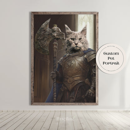 Custom Warrior Pet Portrait from Photo Perfect Ring Game Birthday Pet Gift Home Decor Lord Pet Noble Dog Game Lover Gift for Ring