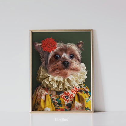 Custom Fashion Pet Portrait, Pet Couture Collection, Fashion Shoot Flower Pet Portrait, Pet Custom Funny Personalized Pet Gift Floral Dress
