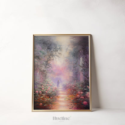 A Path Through Flowers: Vintage Style Oil Painting by Claude Monet Inspired Artist, Home Decor Fall Gift - L1009